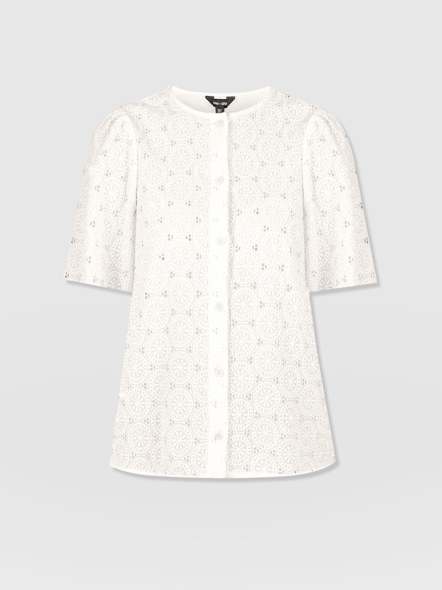 Tabitha Short Sleeve Blouse - Cream - Women's Blouses | Saint and Sofia® UK