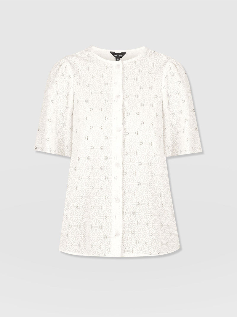 Tabitha Short Sleeve Blouse - Cream - Women's Blouses | Saint and Sofia® UK