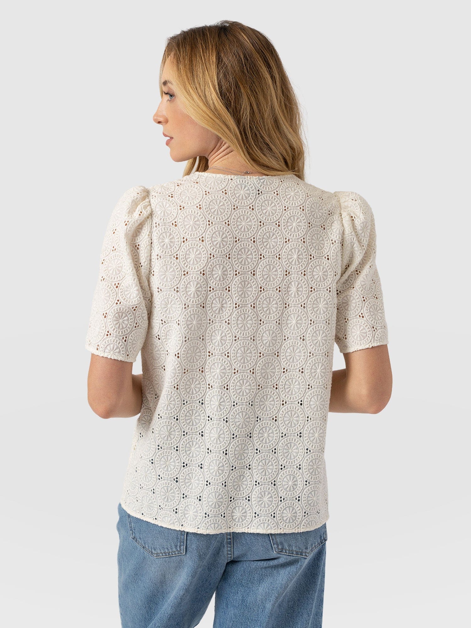 Tabitha Short Sleeve Blouse - Cream - Women's Blouses | Saint + Sofia® UK