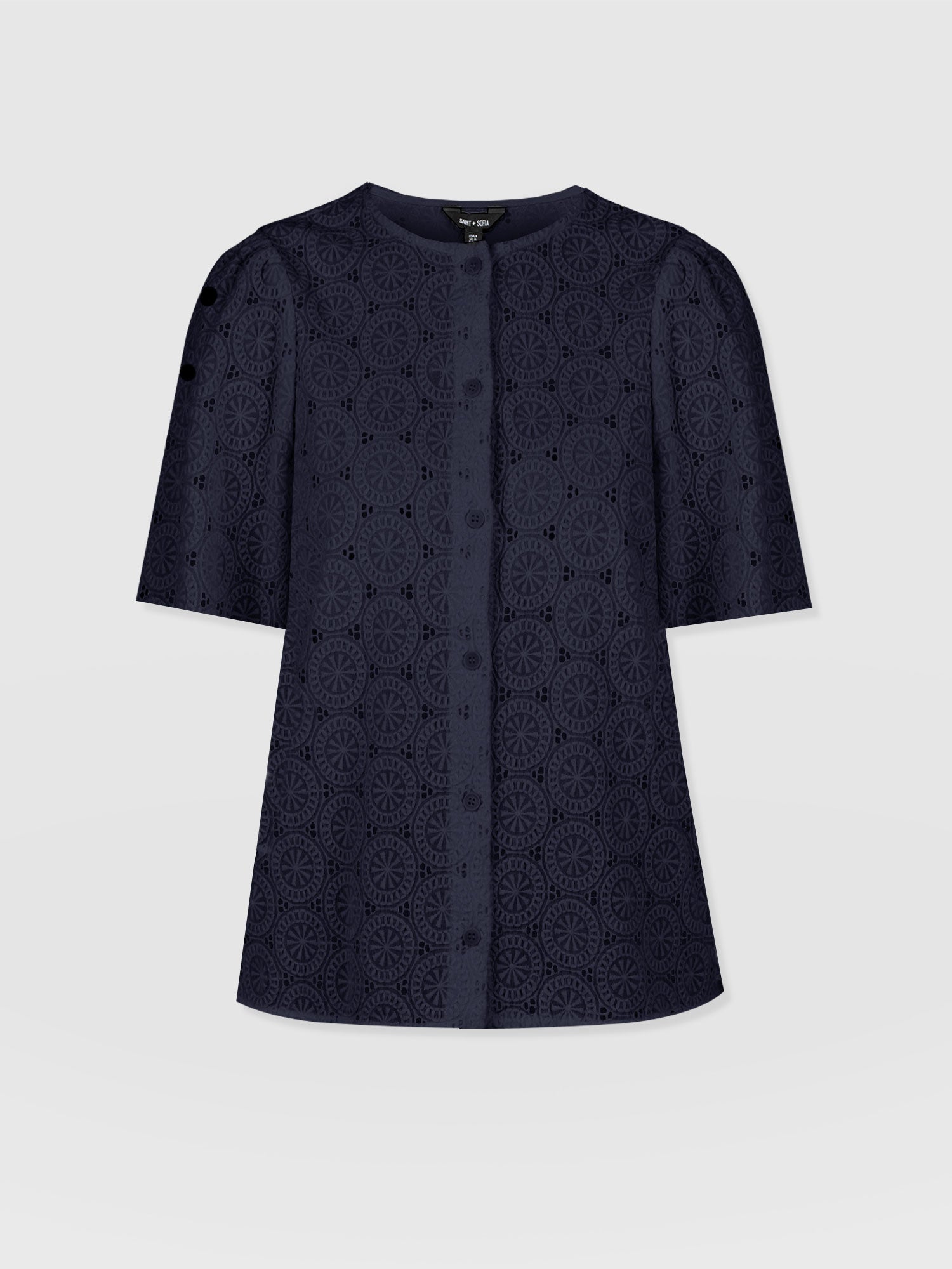 Tabitha Short Sleeve Blouse - Navy - Women's Blouses | Saint + Sofia® UK