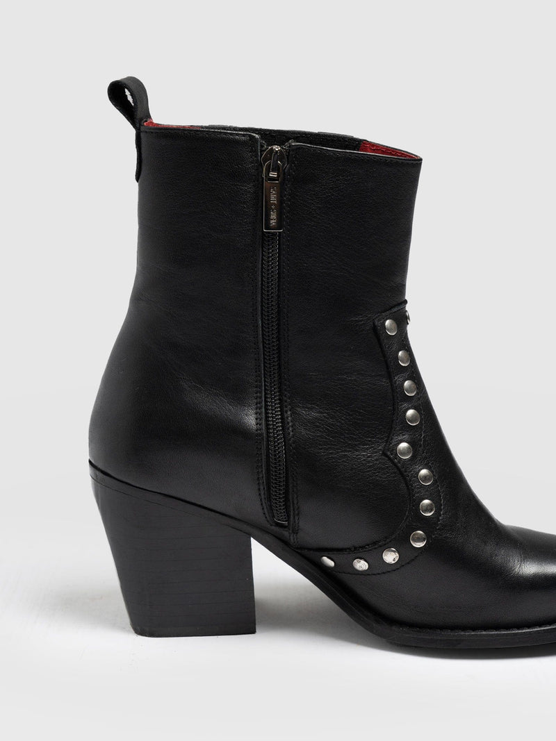 Texas Studded Boot Black - Women's Leather Boots | Saint + Sofia® UK