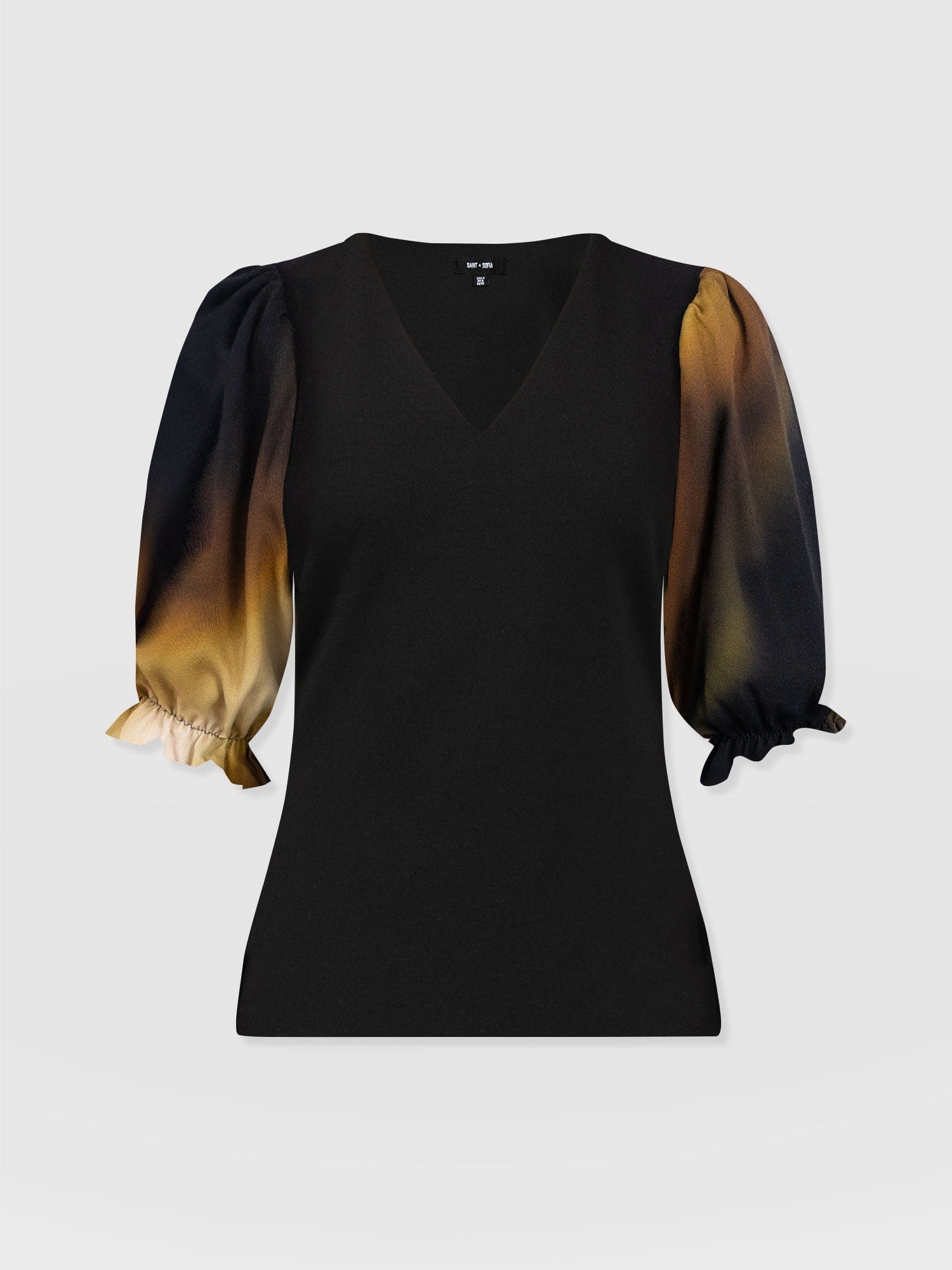 Tori Puff Sleeve Top - Yellow Gradient - Women's T-shirts | Saint + Sofia® UK