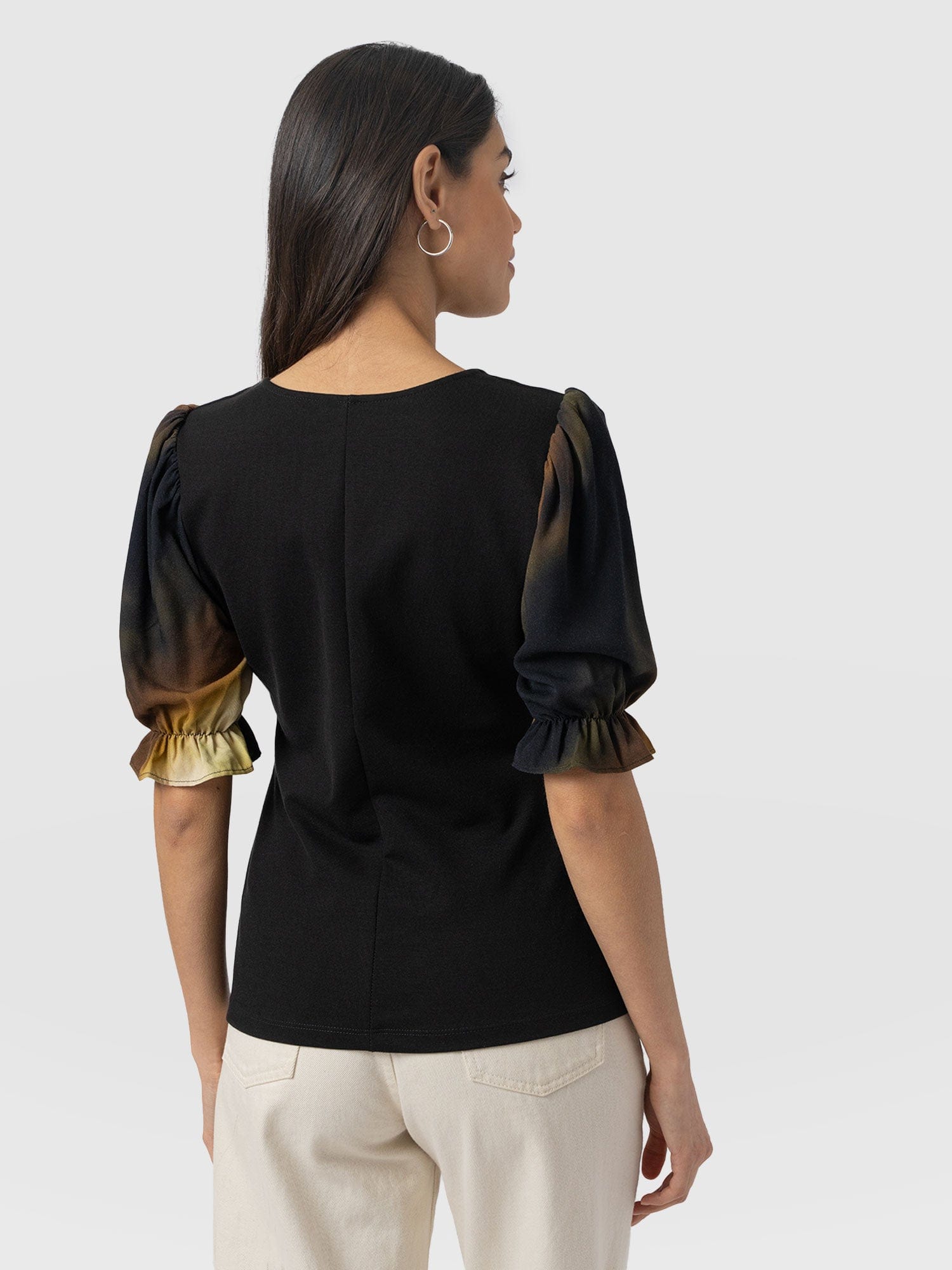 Tori Puff Sleeve Top - Yellow Gradient - Women's T-shirts | Saint + Sofia® UK