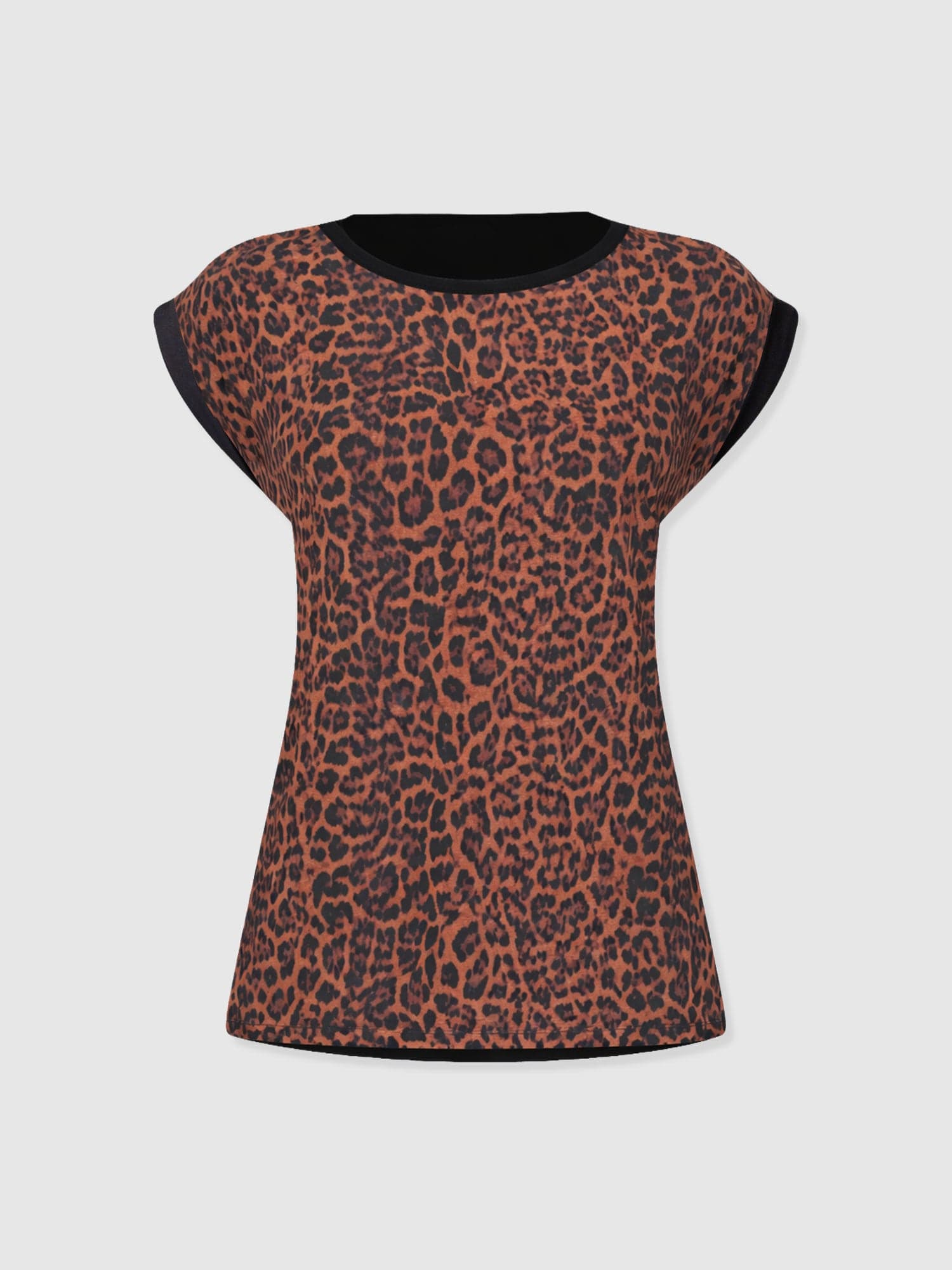 Turn Up Contrast Tee - Brown Leopard - Women's T-shirts | Saint + Sofia® UK