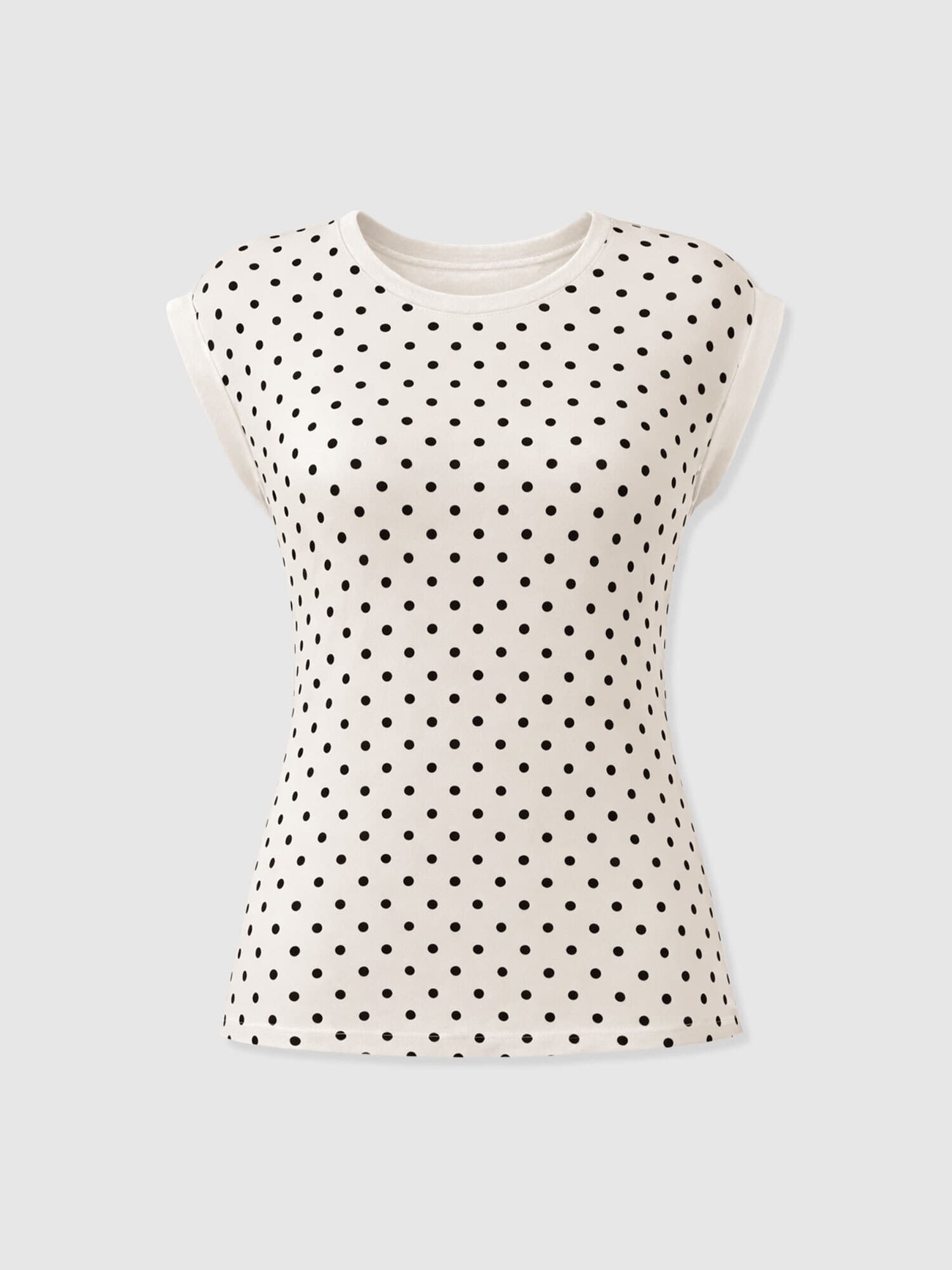 Turn Up Contrast Tee - Cream Polka Dot - Women's T-shirts | Saint and Sofia® UK