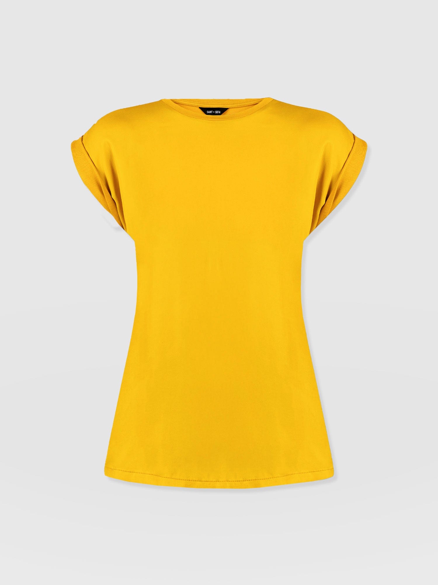 Turn Up Contrast Tee - Golden Yellow - Women's T-shirts | Saint + Sofia® UK