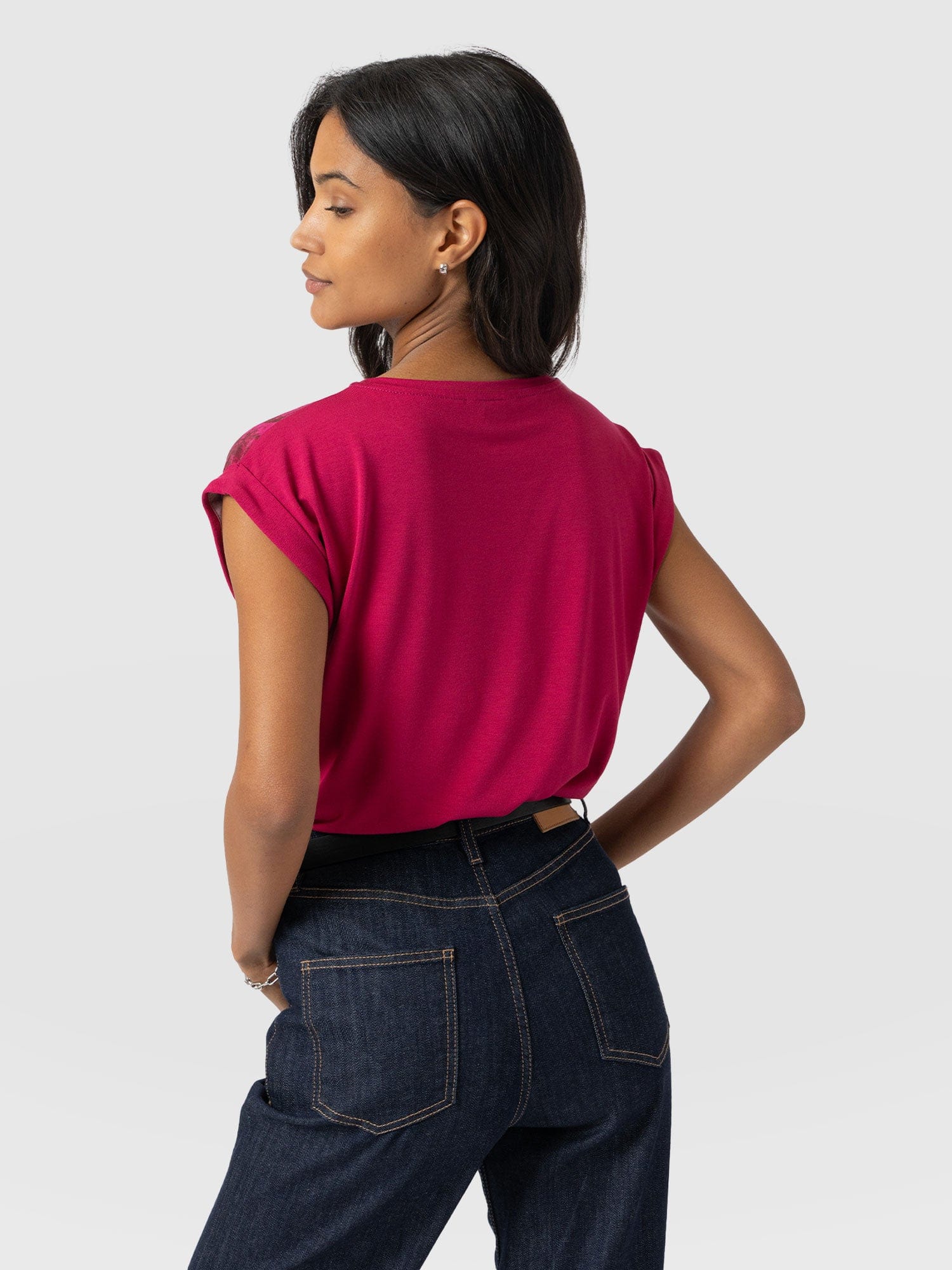 Turn Up Contrast Tee Pink Marble - Women's T-Shirts | Saint + Sofia® UK
