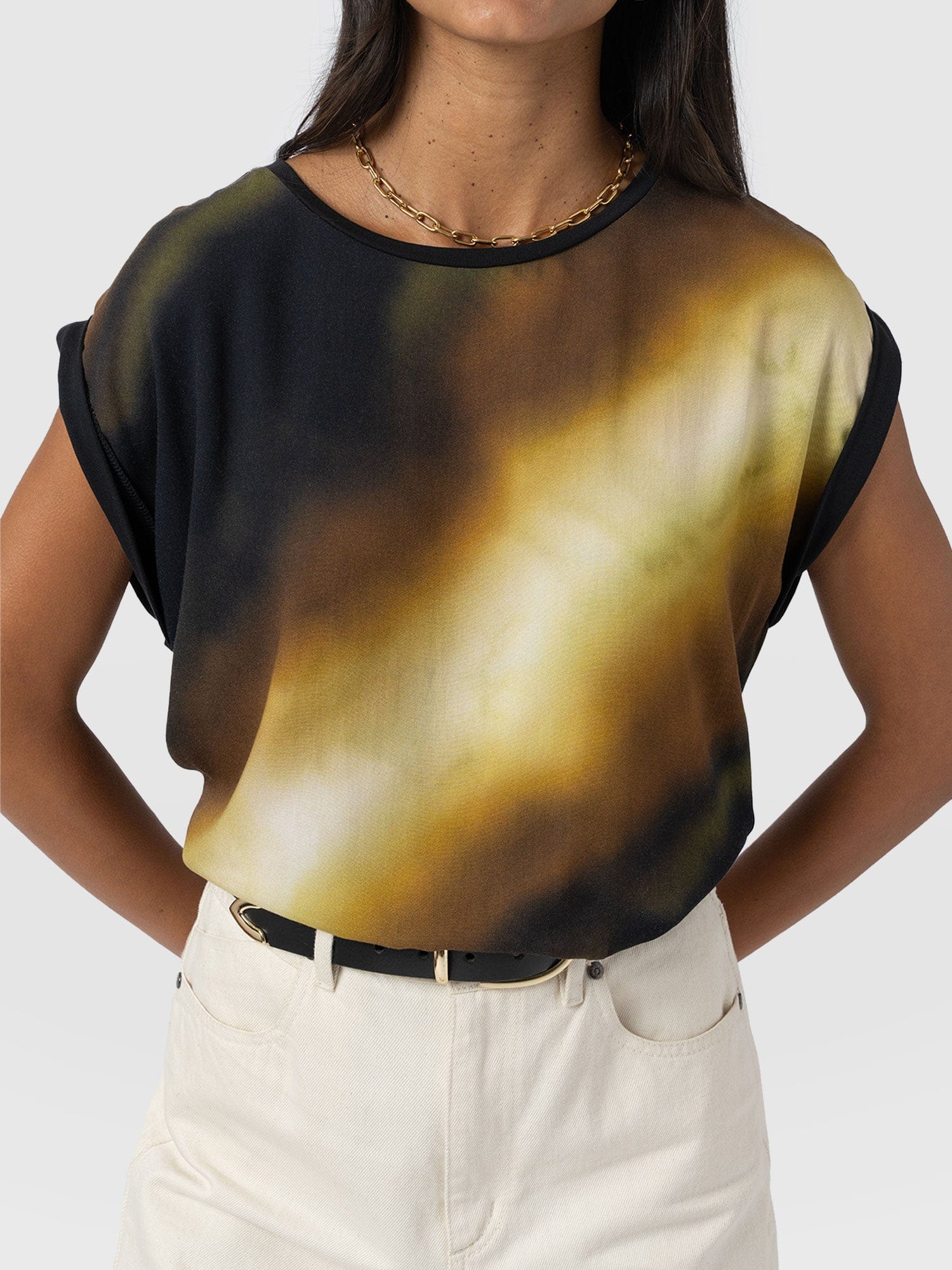 Turn Up Contrast Tee - Yellow Gradient - Women's T-shirts | Saint + Sofia® UK