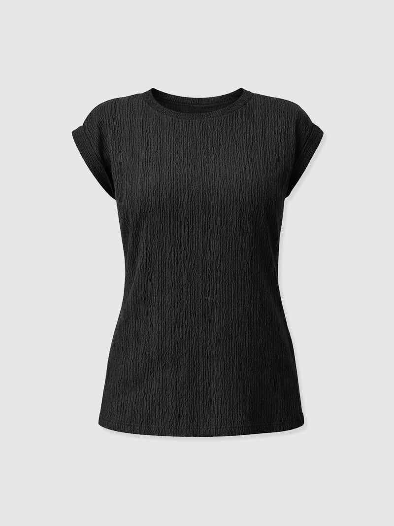 Turn Up Tee - Black Textured