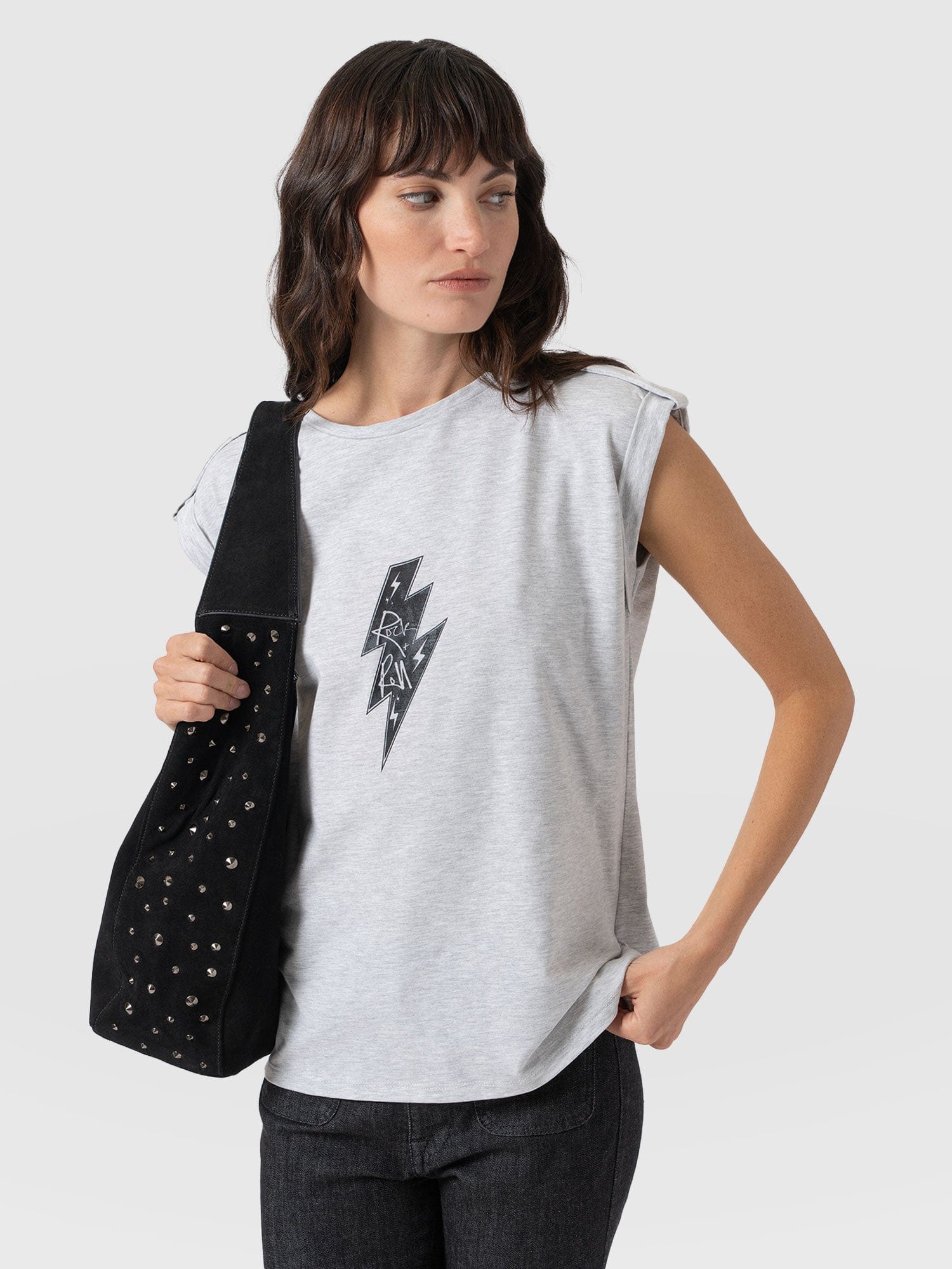 Turn-Up Tee Grey Rock - Women's T-Shirts | Saint + Sofia® UK