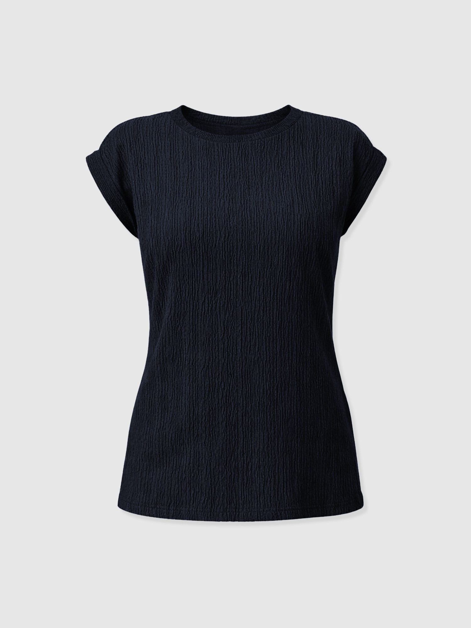 Turn Up Tee - Navy Textured - Women's T-shirts | Saint + Sofia® UK