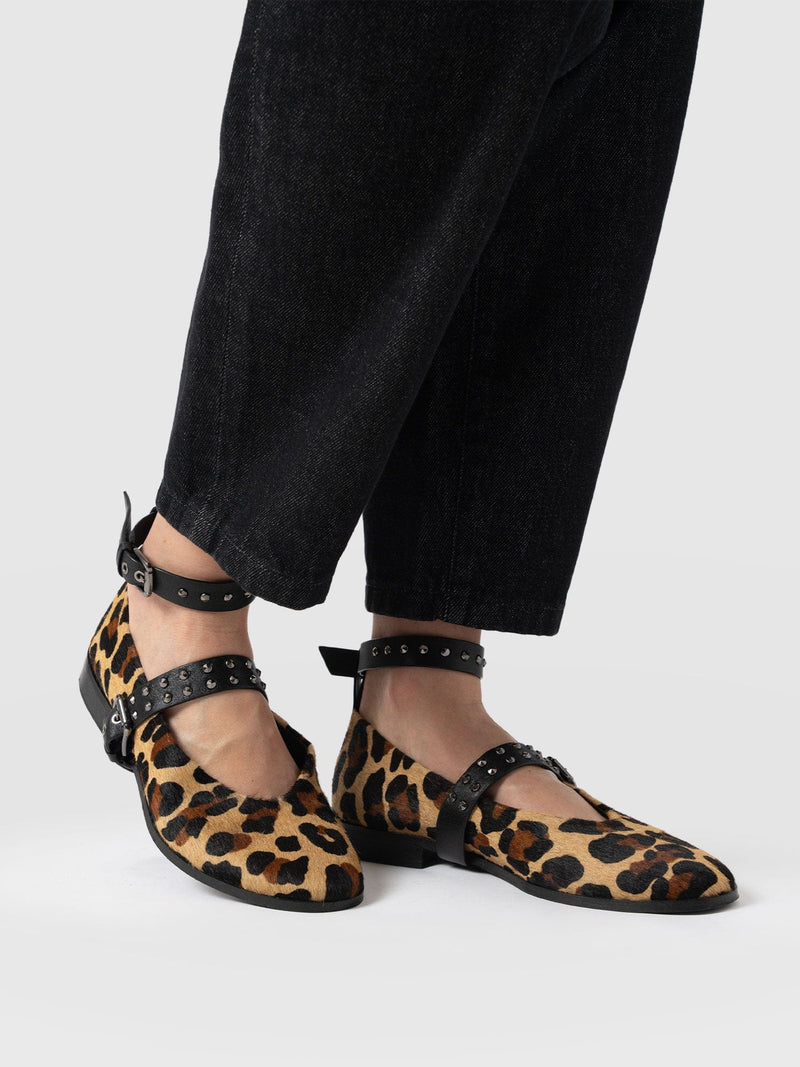 Vega Studded Ballerina Flats - Leopard - Women's Shoes | Saint + Sofia? UK