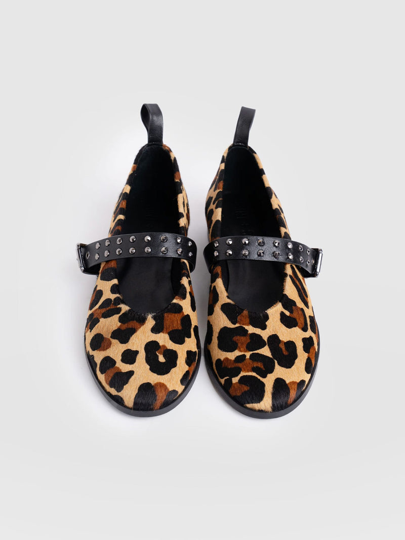 Vega Studded Ballerina Flats - Leopard - Women's Shoes | Saint + Sofia? UK