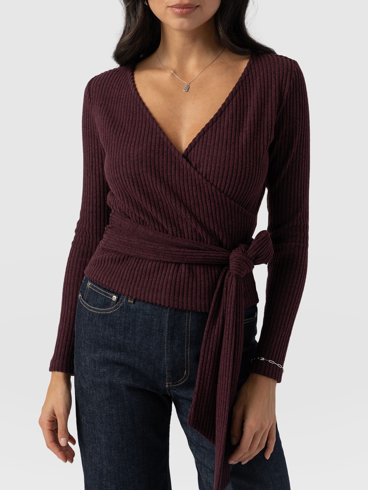 Victory Rib Top Burgundy - Women's Tops | Saint + Sofia® UK