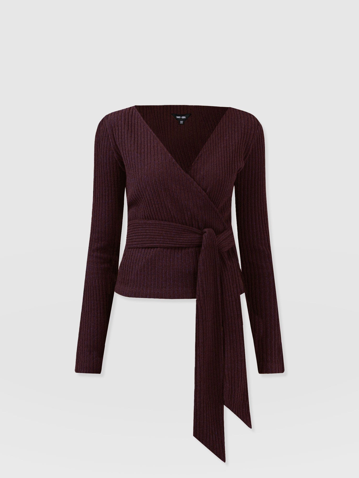 Hoxton Rib Top Burgundy - Women's Tops | Saint and Sofia® UK