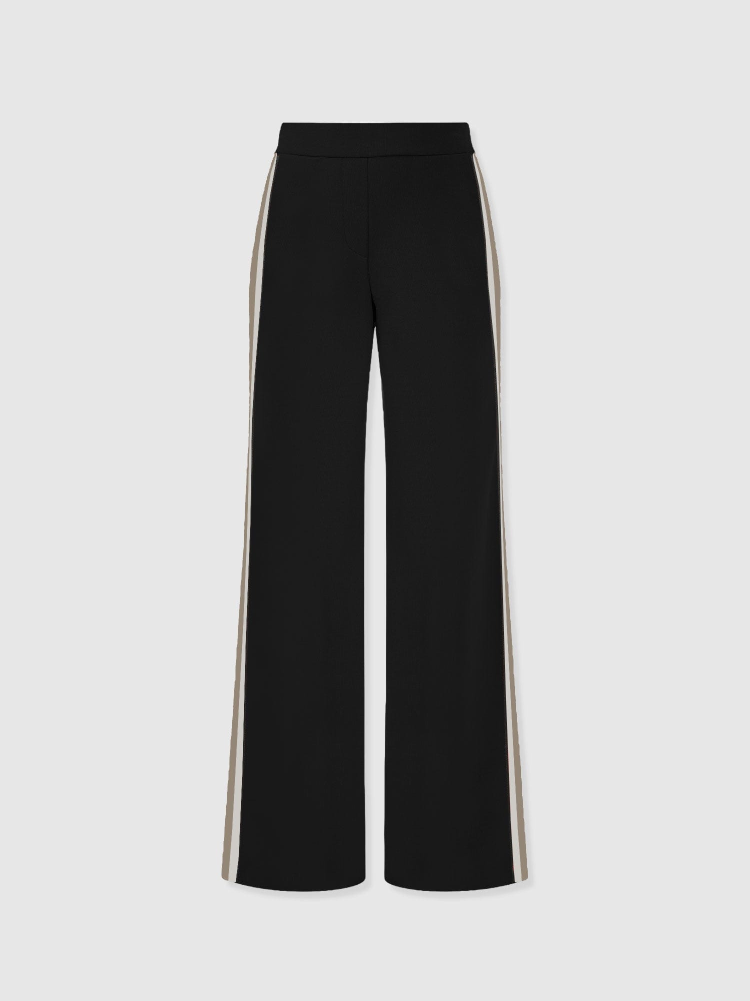Hoxton Straight Leg Pant - Black - Cream/Beige Stripe - Women's Trousers | Saint and Sofia® UK