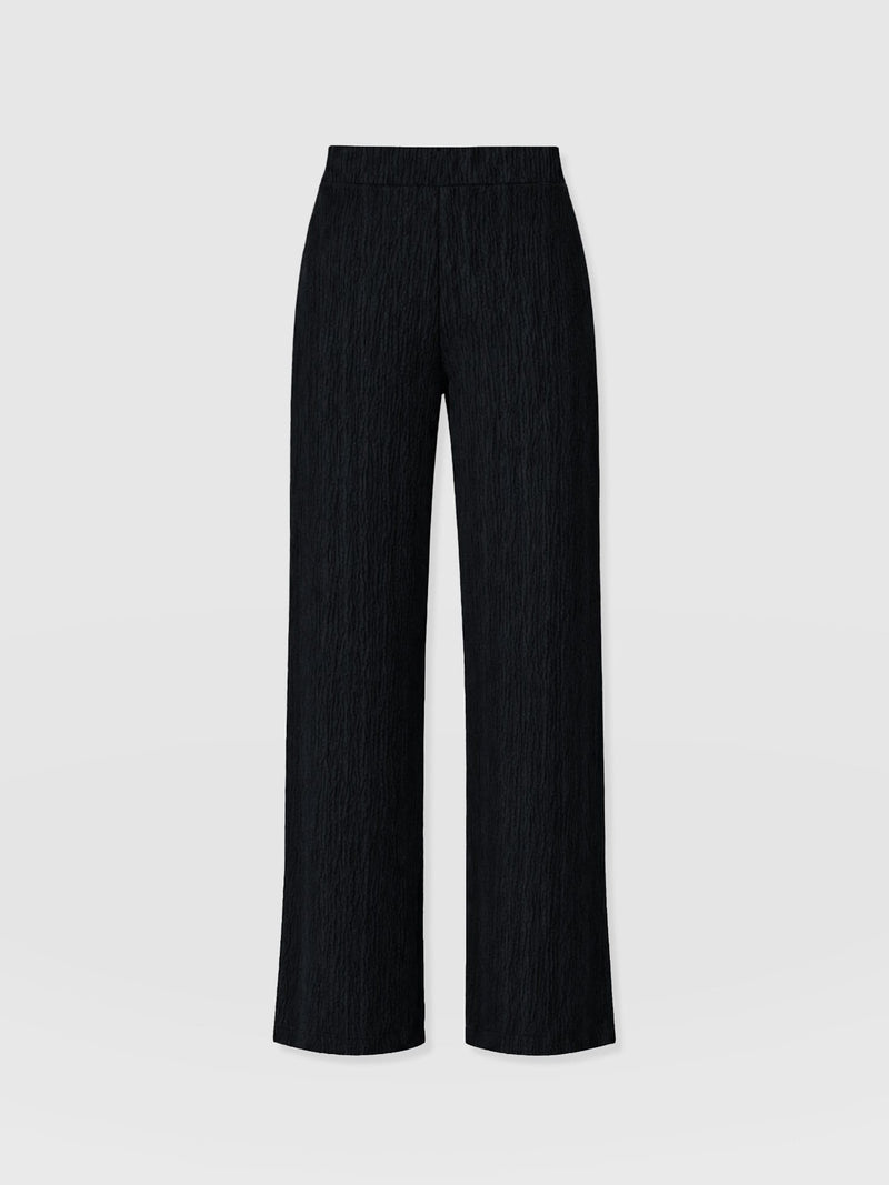 Hoxton Straight Leg Pant - Black Textured - Women's Trousers | Saint and Sofia® UK