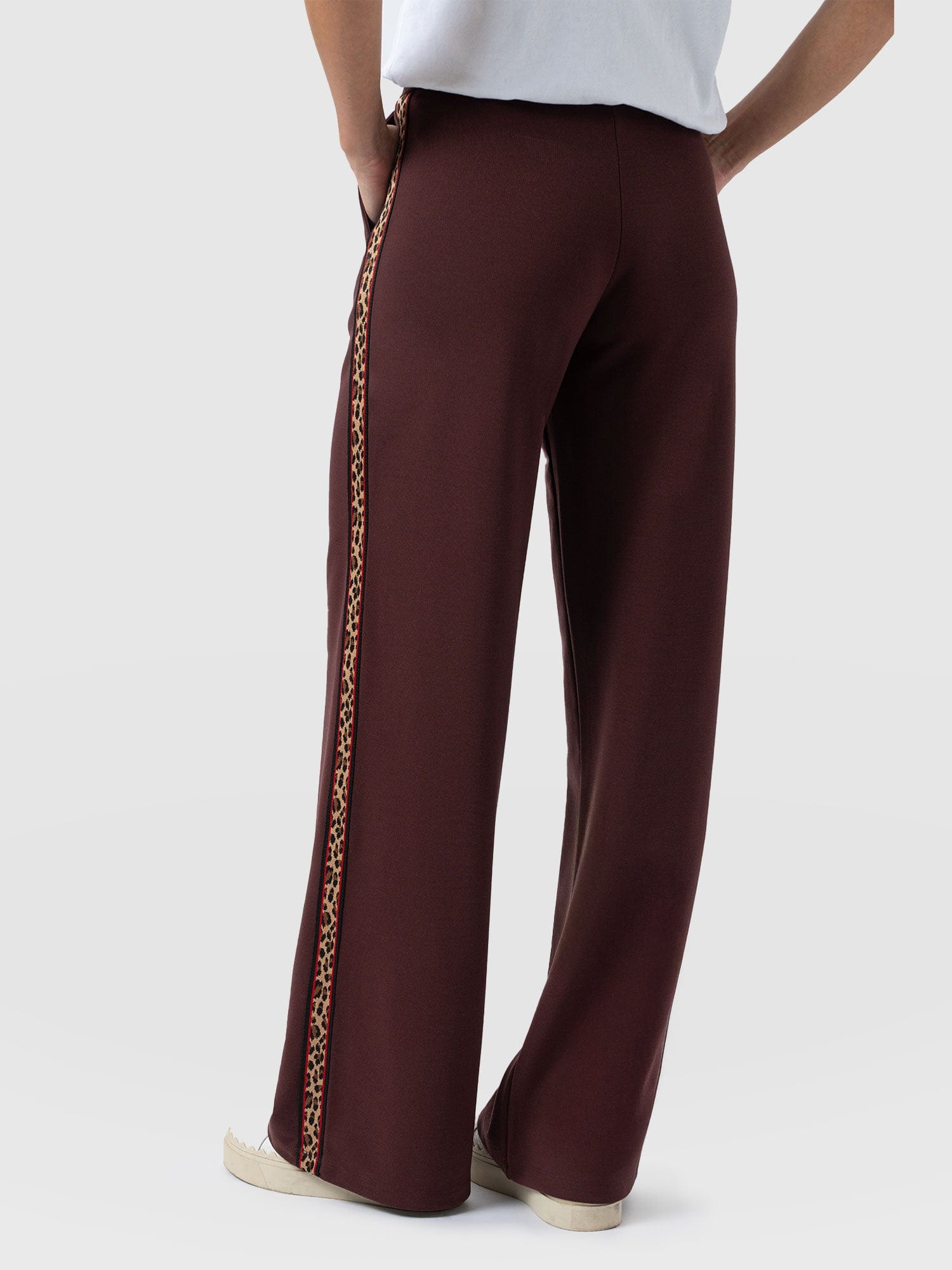 Victory Straight Leg Pant - Maroon - Leopard - Women's Trousers | Saint + Sofia® UK