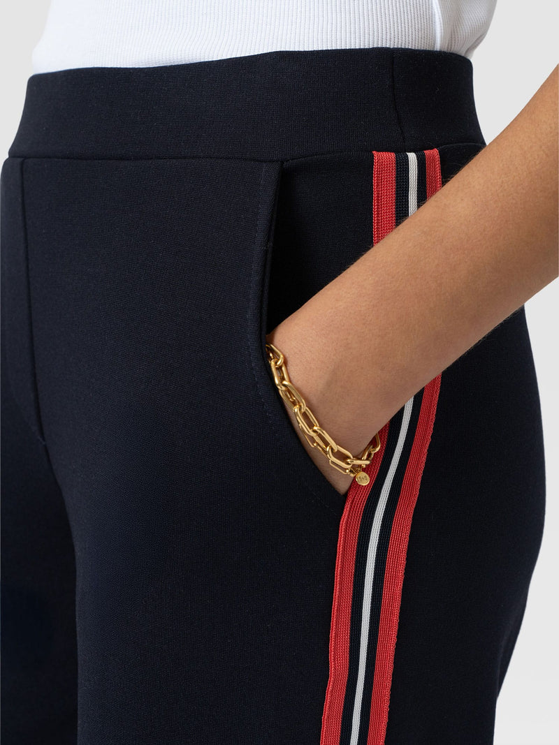 Victory Straight Leg Pant Navy/Red Stripe - Women's Trousers | Saint + Sofia® UK
