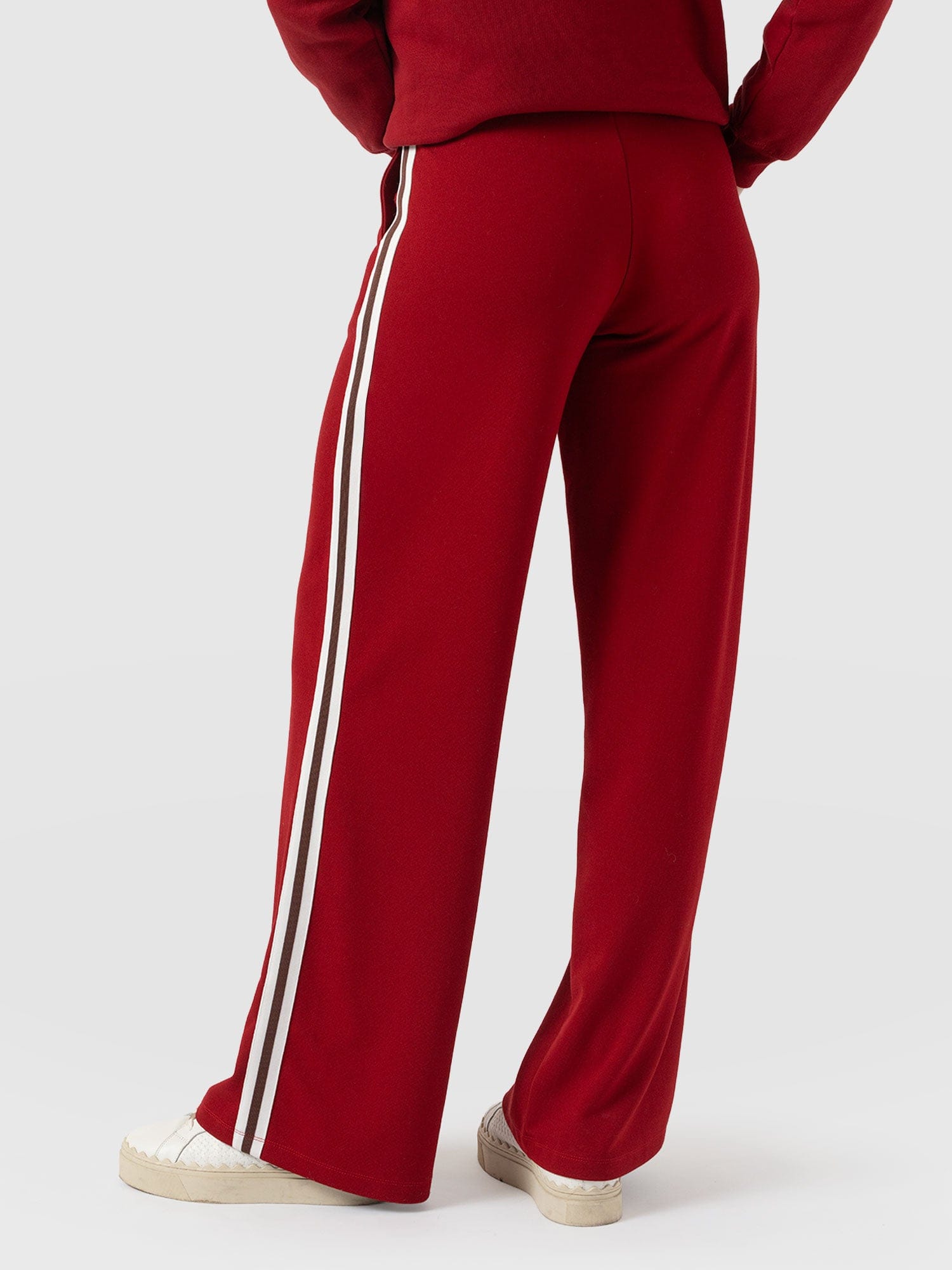 Victory Straight Leg Pant - Red - Brown Stripe - Women's Trousers | Saint + Sofia® UK