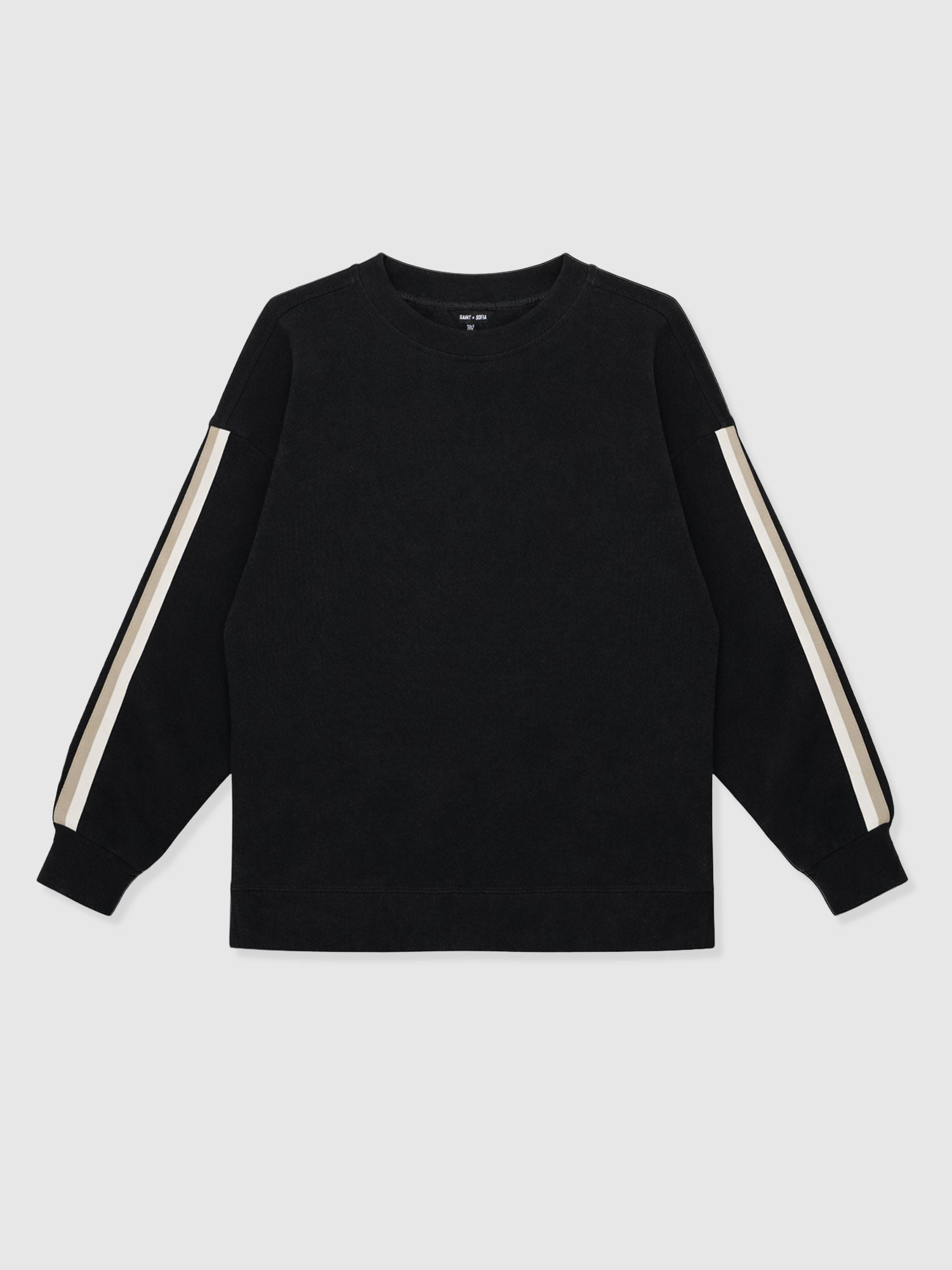 Hoxton Sweatshirt - Black - Cream/Beige Stripe - Women's Jumpers | Saint and Sofia® UK