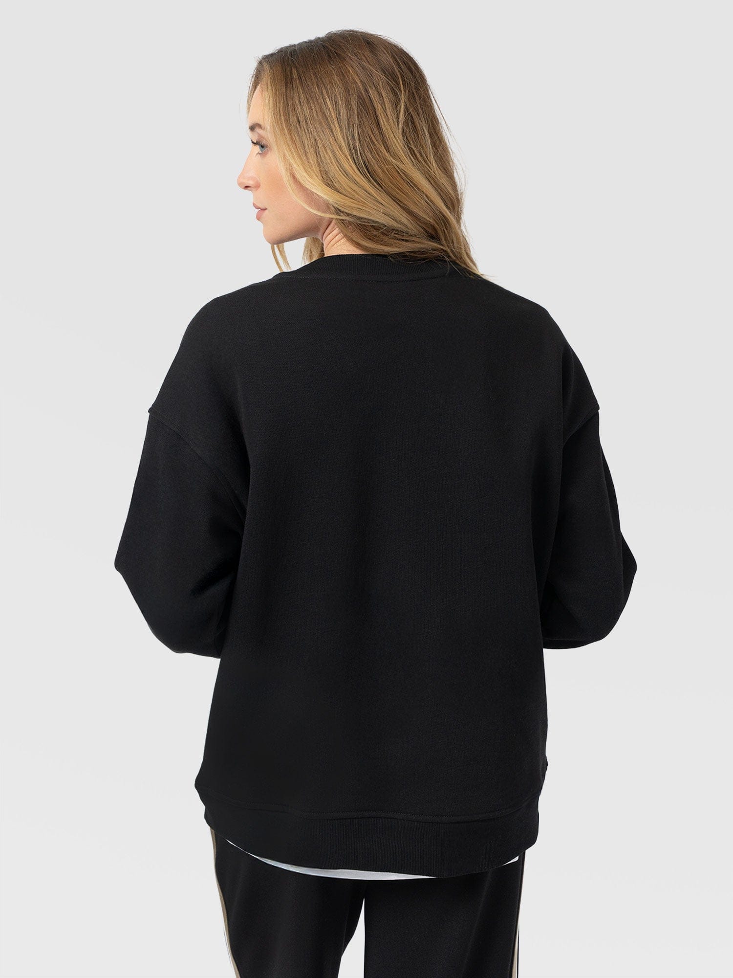 Victory Sweatshirt - Black - Cream/Beige Stripe - Women's Jumpers | Saint + Sofia® UK
