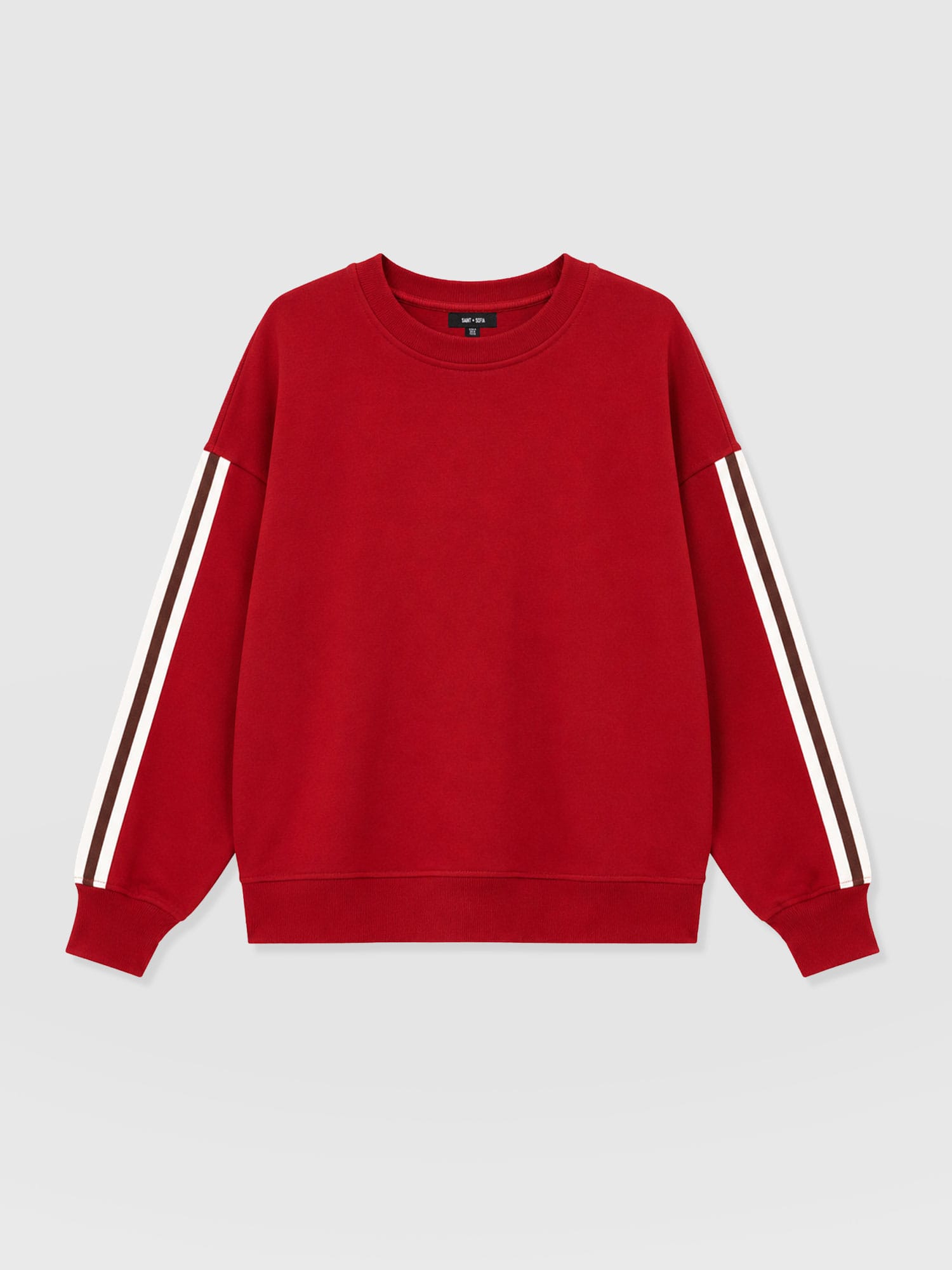 Hoxton Sweatshirt - Red - Brown Stripe - Women's Jumpers | Saint and Sofia® UK