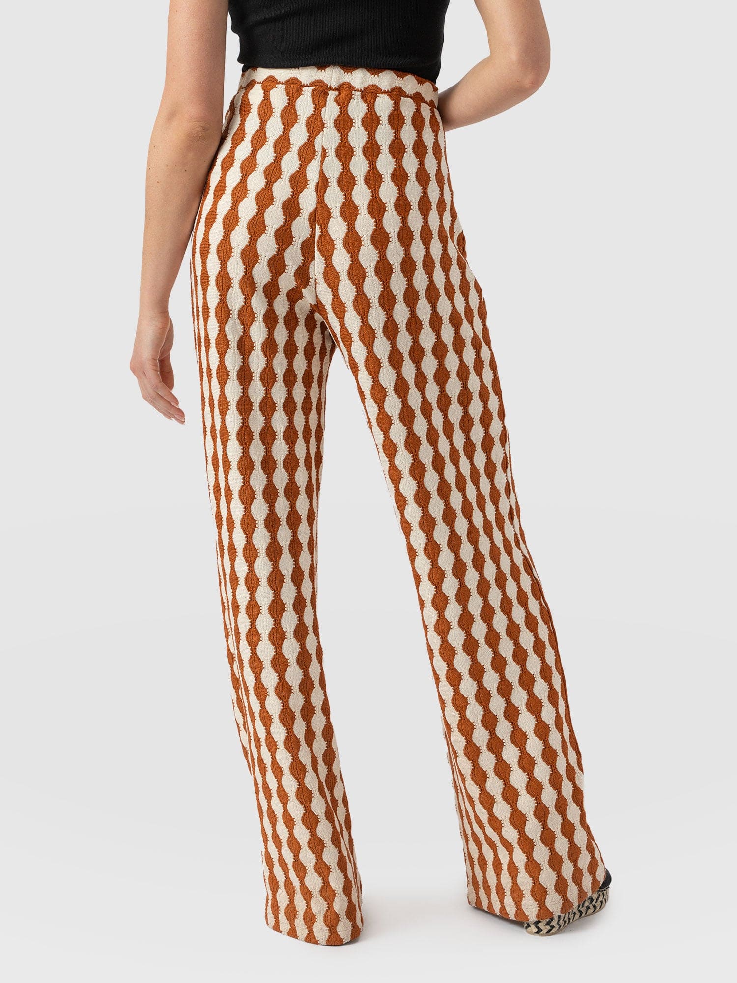 Victory Wide Leg Pant - Brown/Cream - Women's Trouserss | Saint + Sofia® UK