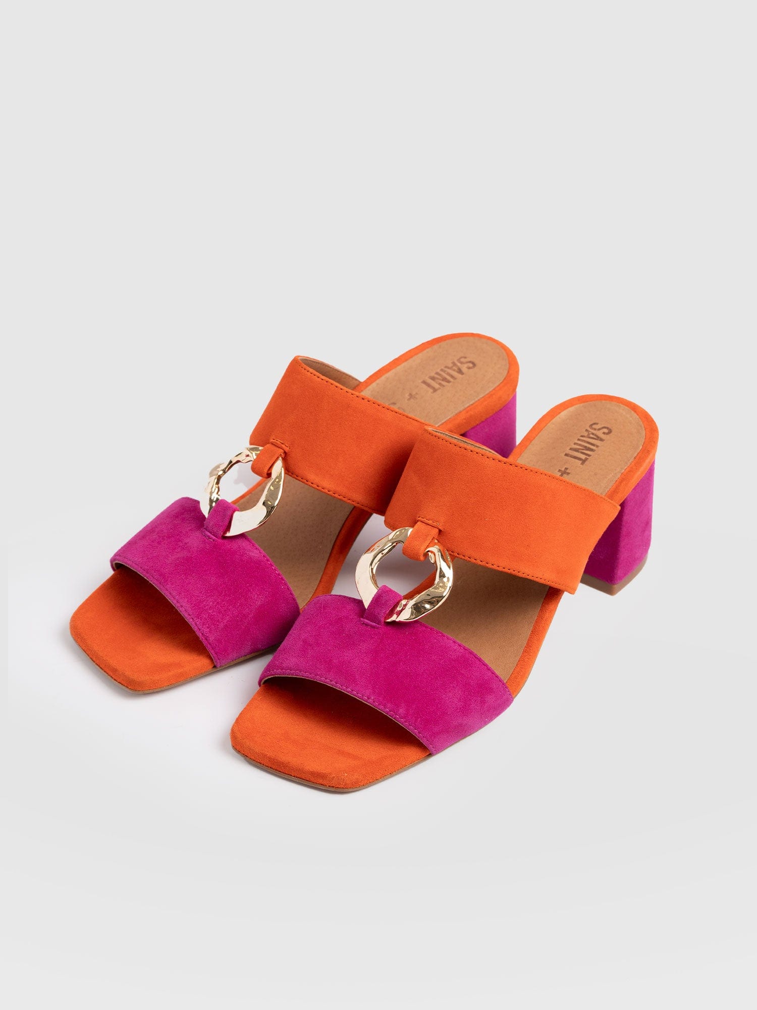 Vivienne Heeled Mules - Pink/Orange - Women's Shoes | Saint + Sofia® UK