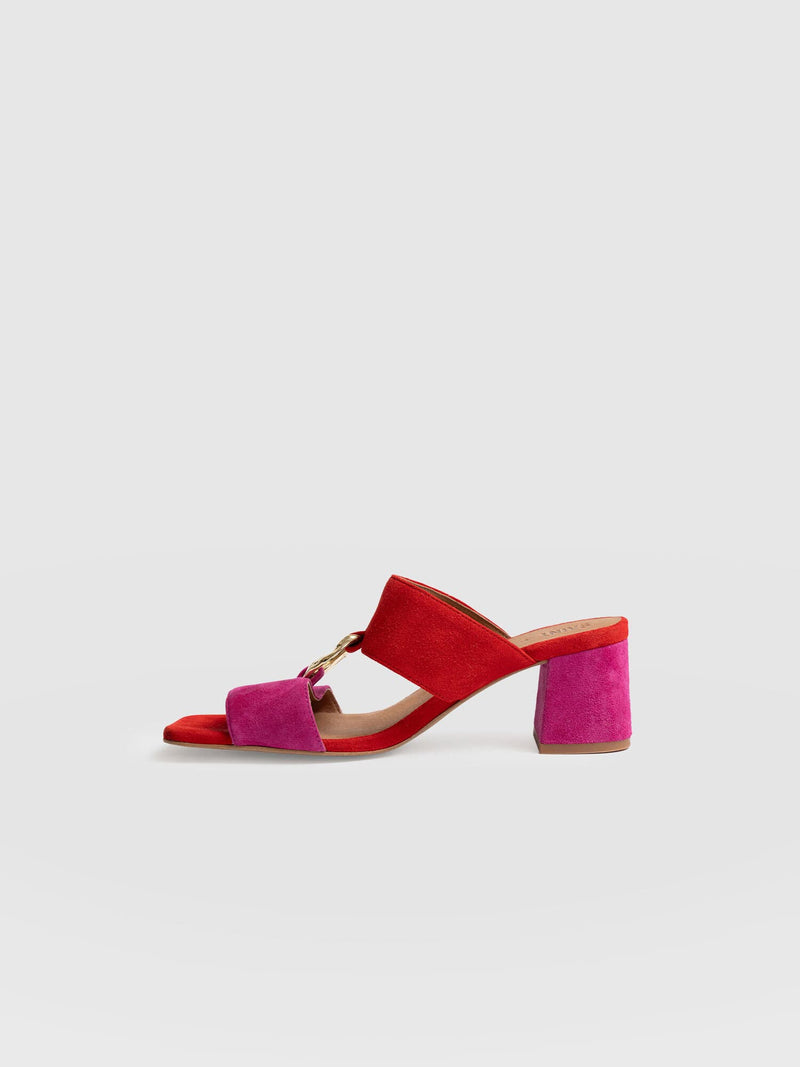 Vivienne Heeled Mules - Pink/Red