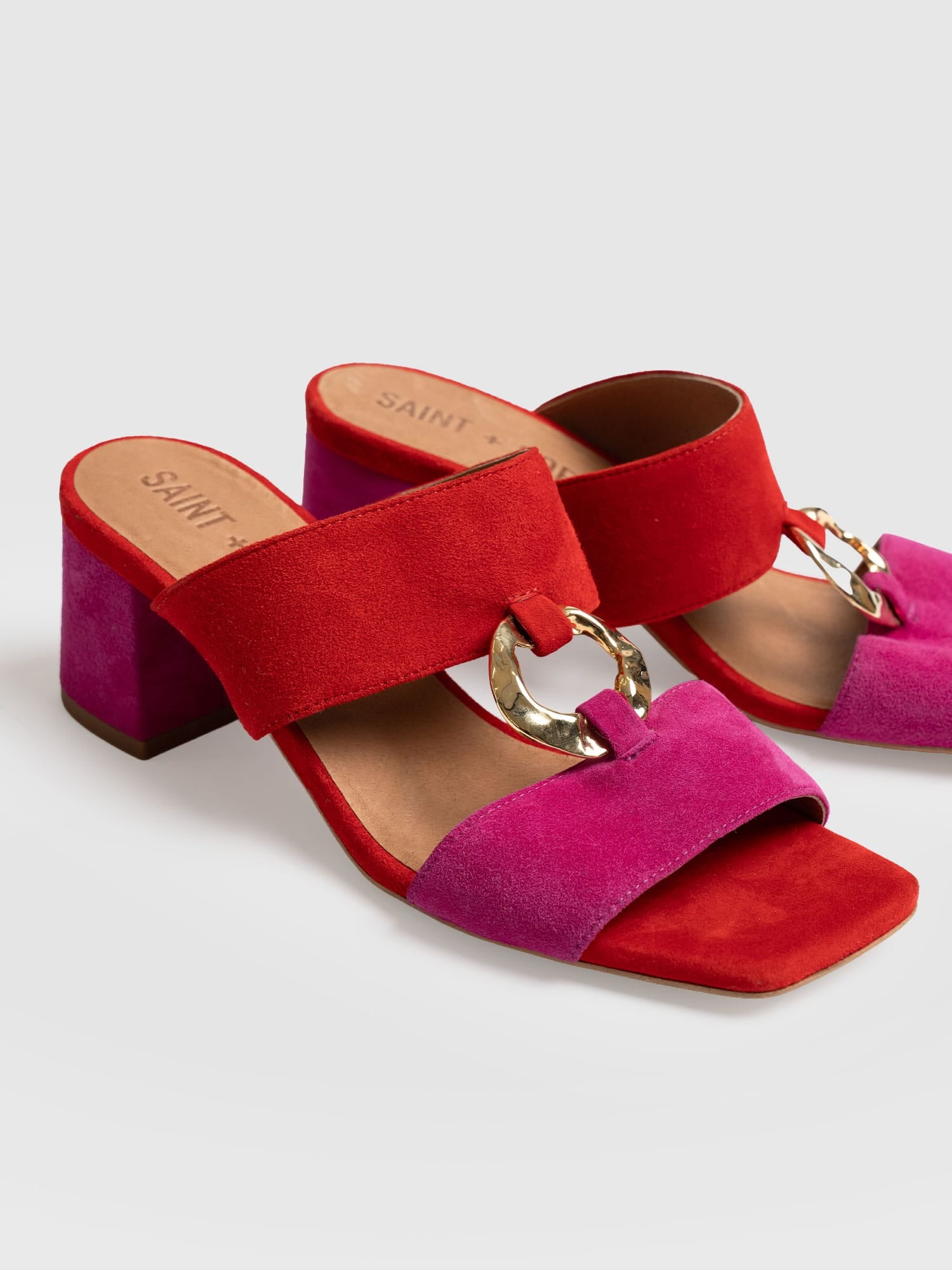 Vivienne Heeled Mules - Pink/Red