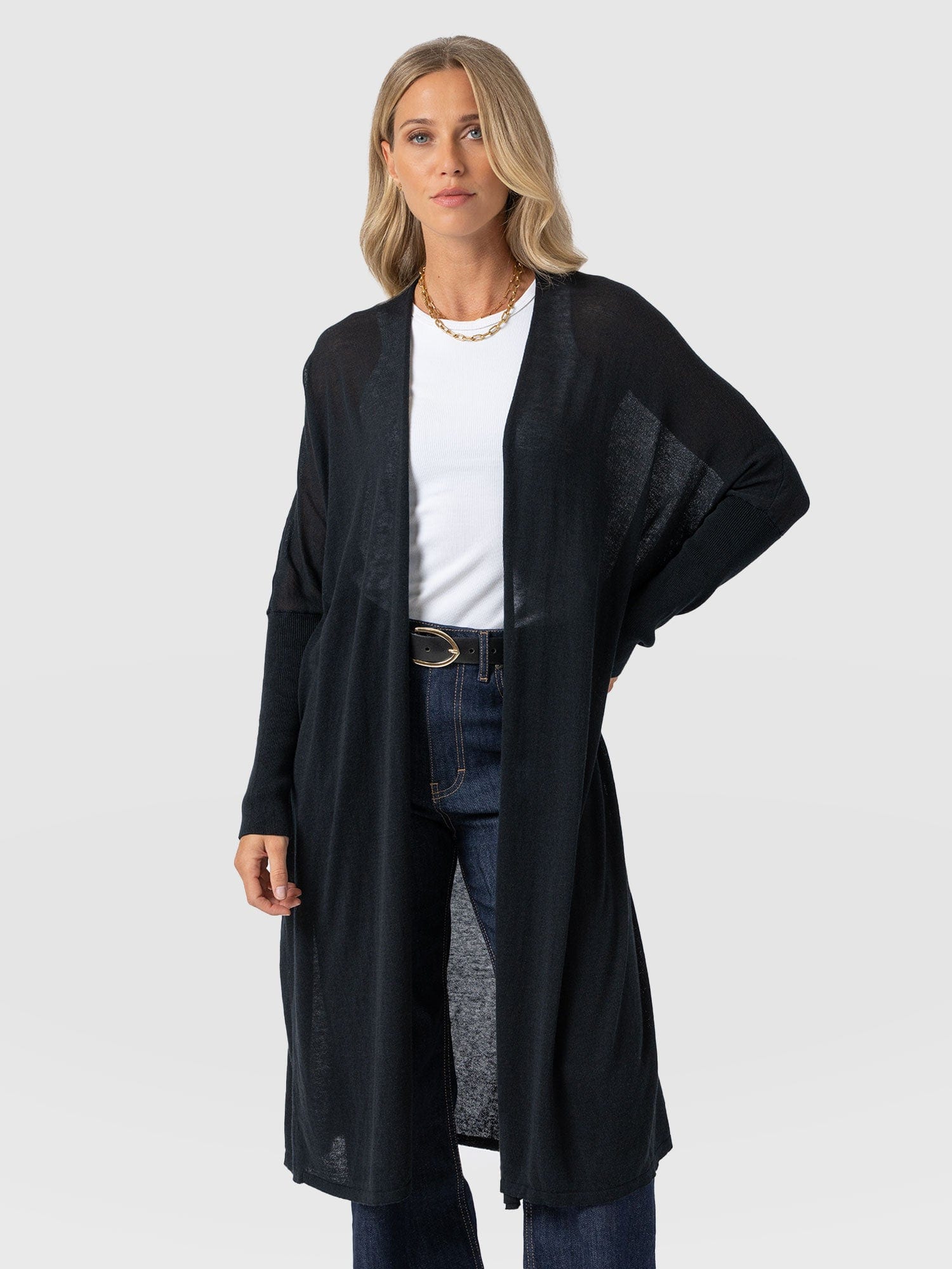 Waterfall Cardigan - Black - Women's Cardigans | Saint + Sofia® UK