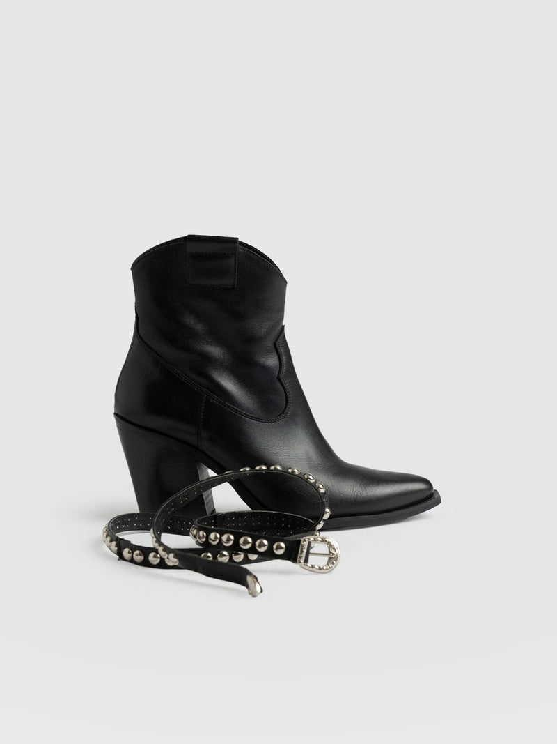 Western Studded Boot - Black