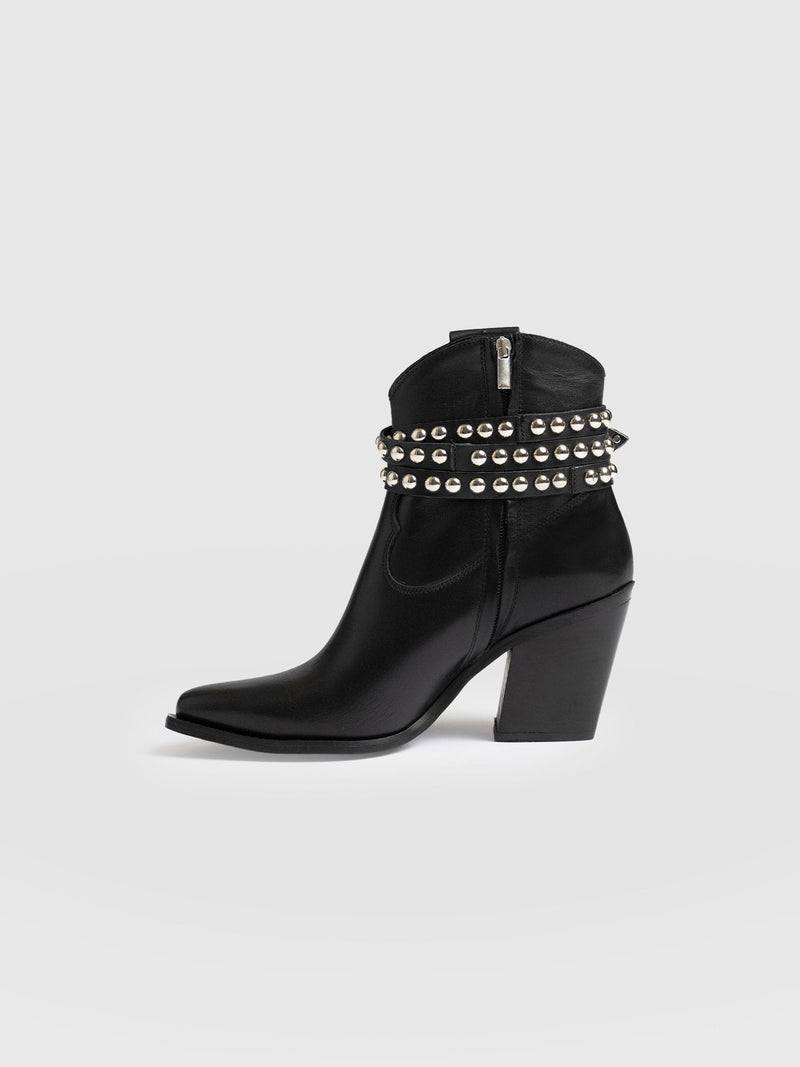 Western Studded Boot - Black