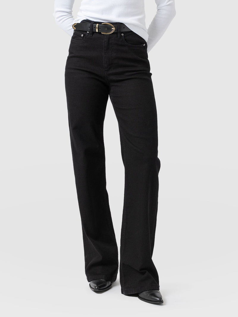 Wide Leg Jean - Black - Women's Denims | Saint + Sofia® UK
