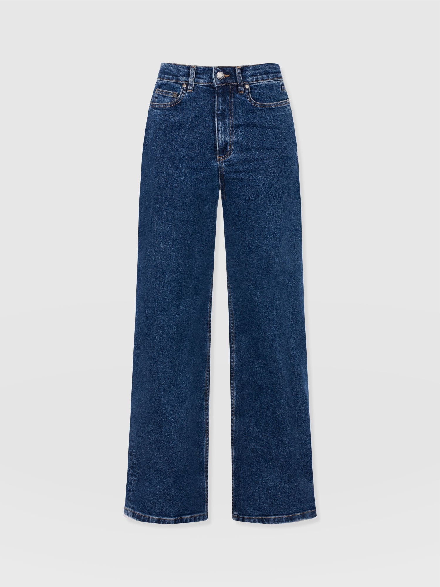 Wide Leg Jeans - Mid Blue-Regular - Women's Jeanss | Saint + Sofia® UK