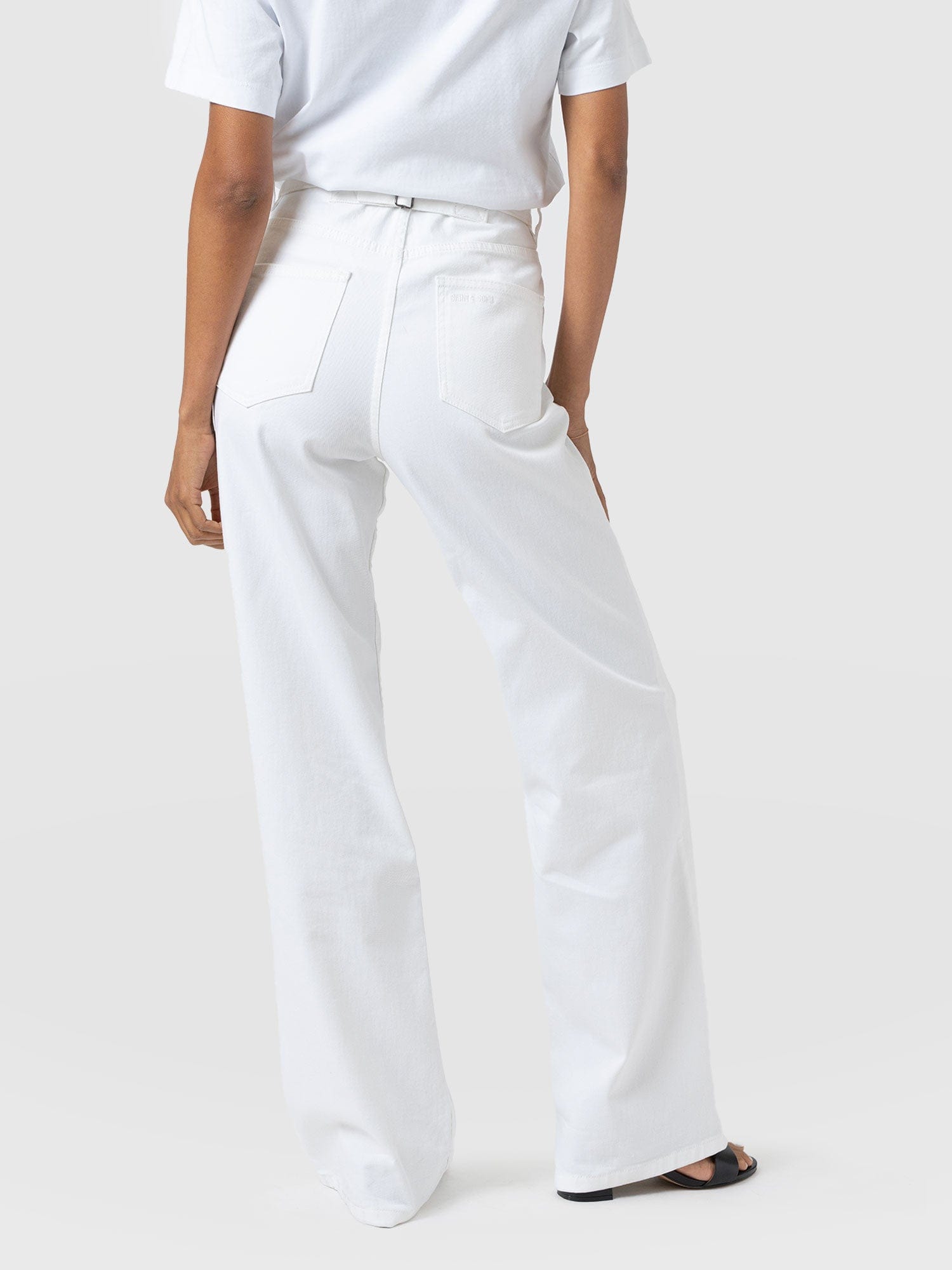 Adjustable Wide Leg Jean - White - Women's Denims | Saint + Sofia® UK