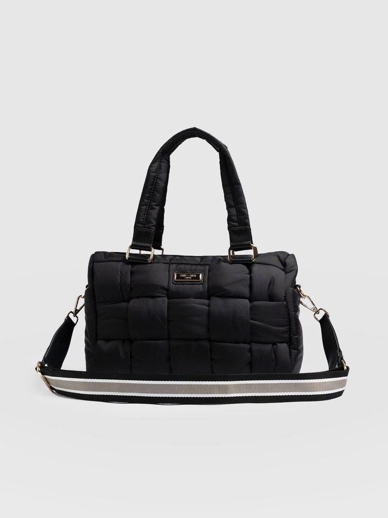 Woven Duffle Bag Black/Grey - Women's Bags | Saint + Sofia® UK