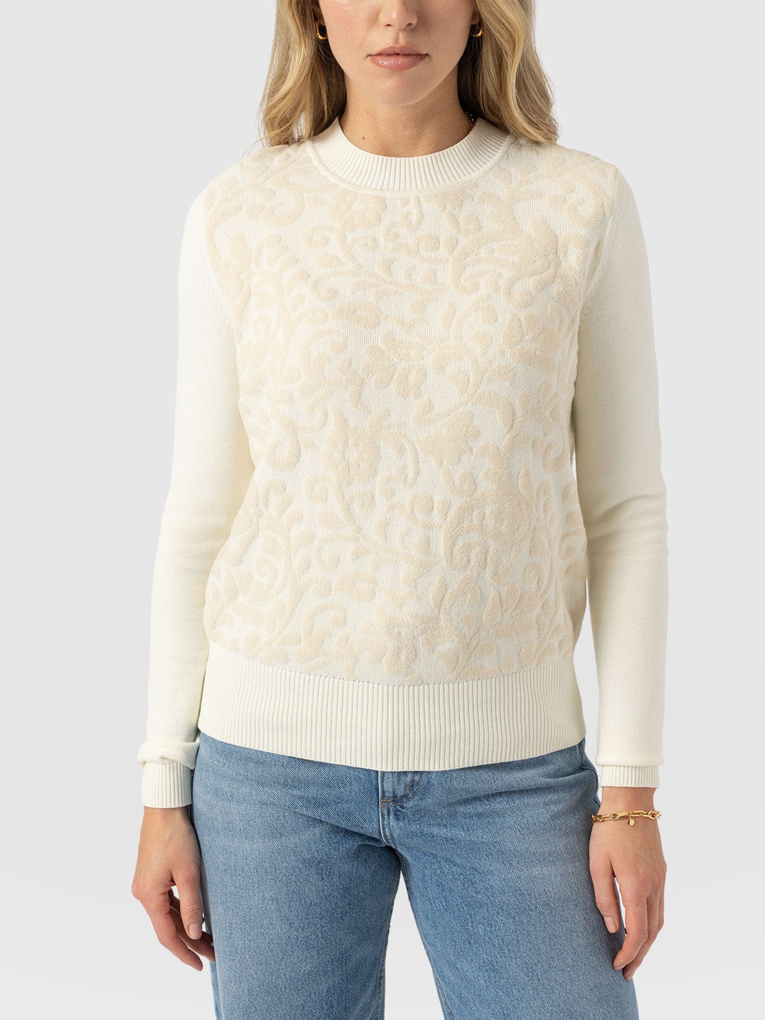 Wren Long Sleeve Knit - Cream - Women's Knitwears | Saint + Sofia? UK