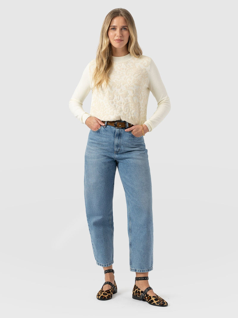Wren Long Sleeve Knit - Cream - Women's Knitwears | Saint + Sofia? UK