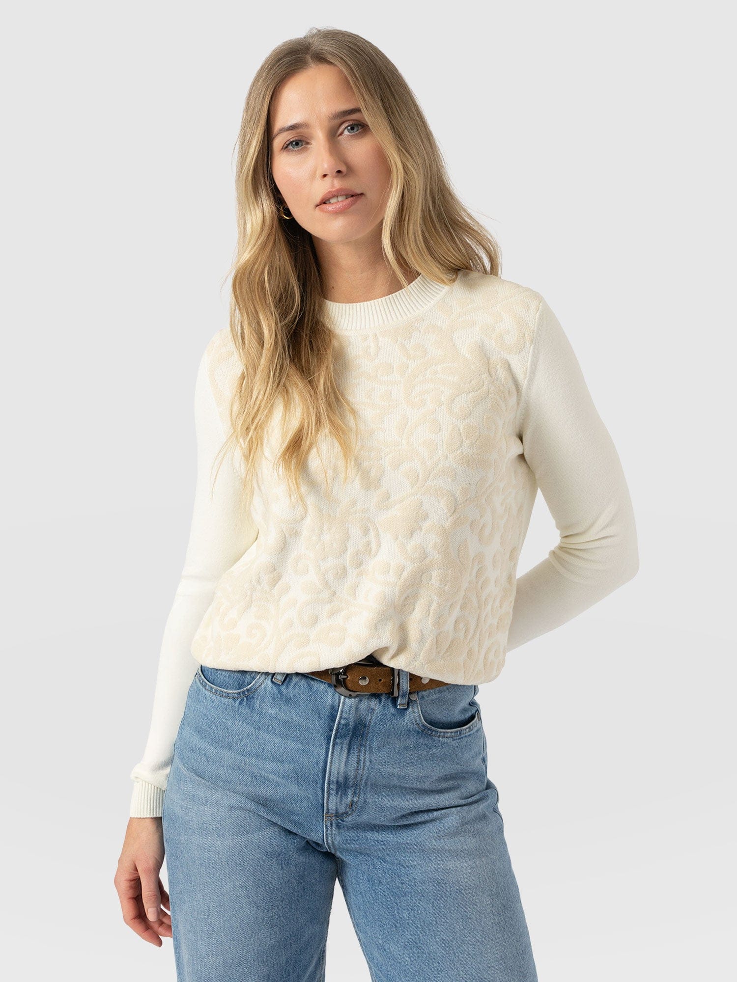 Wren Long Sleeve Knit - Cream - Women's Knitwears | Saint + Sofia? UK