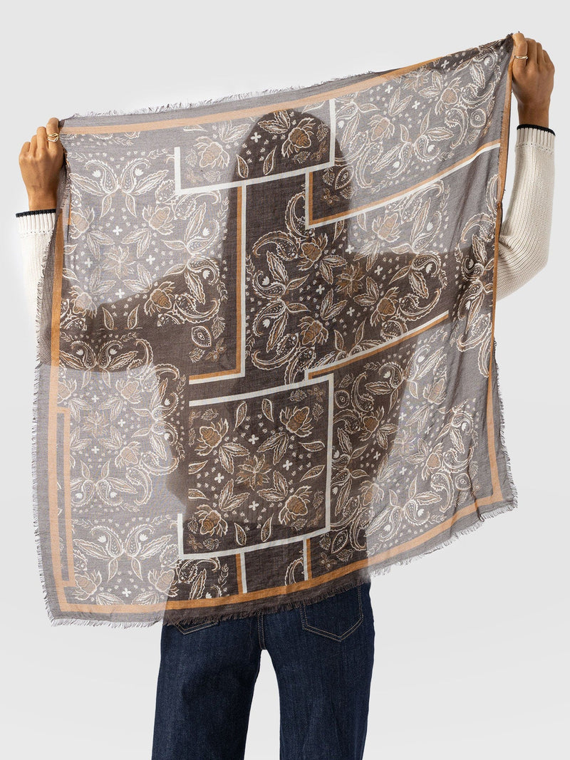 Wren Paisley Scarf - Brown - Women's Scarves | Saint + Sofia® UK