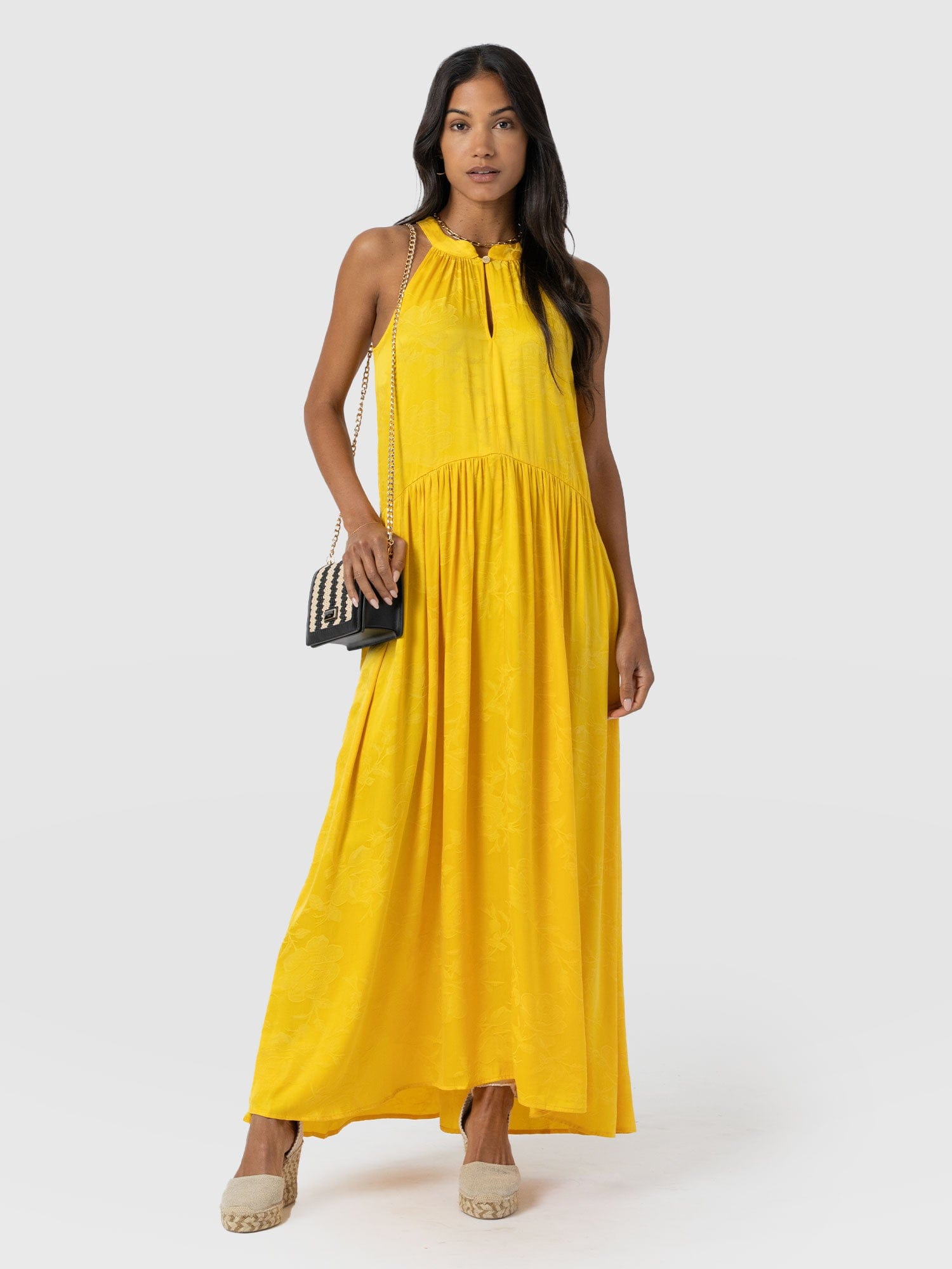 black cotton jersey maxi dress Perfectly Framed Black Jersey Knit Contrast Trim Sleeveless Maxi Dress main image 1