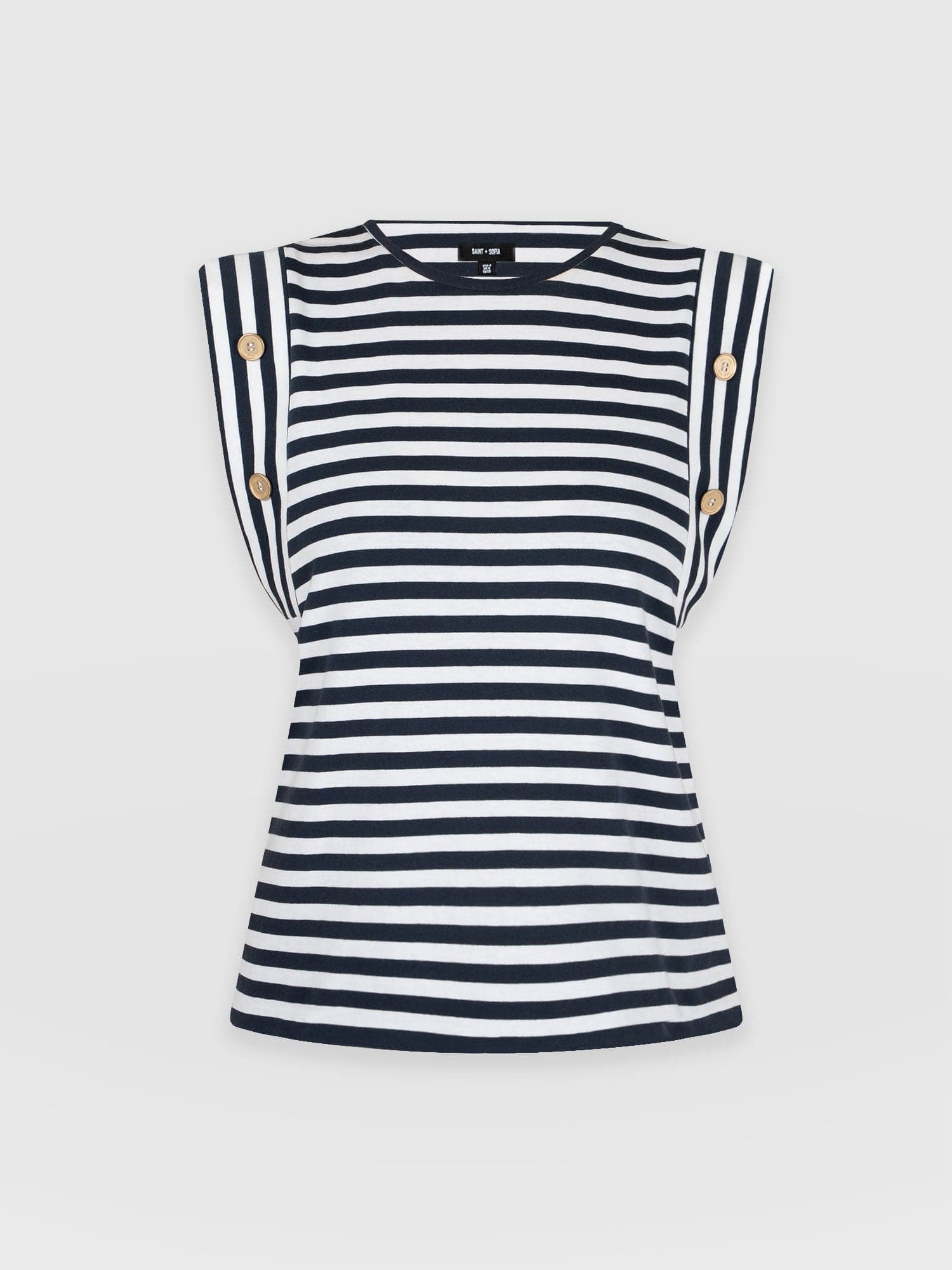 Rowan Tee Navy Stripe - Women's T-Shirts | Saint and Sofia® UK