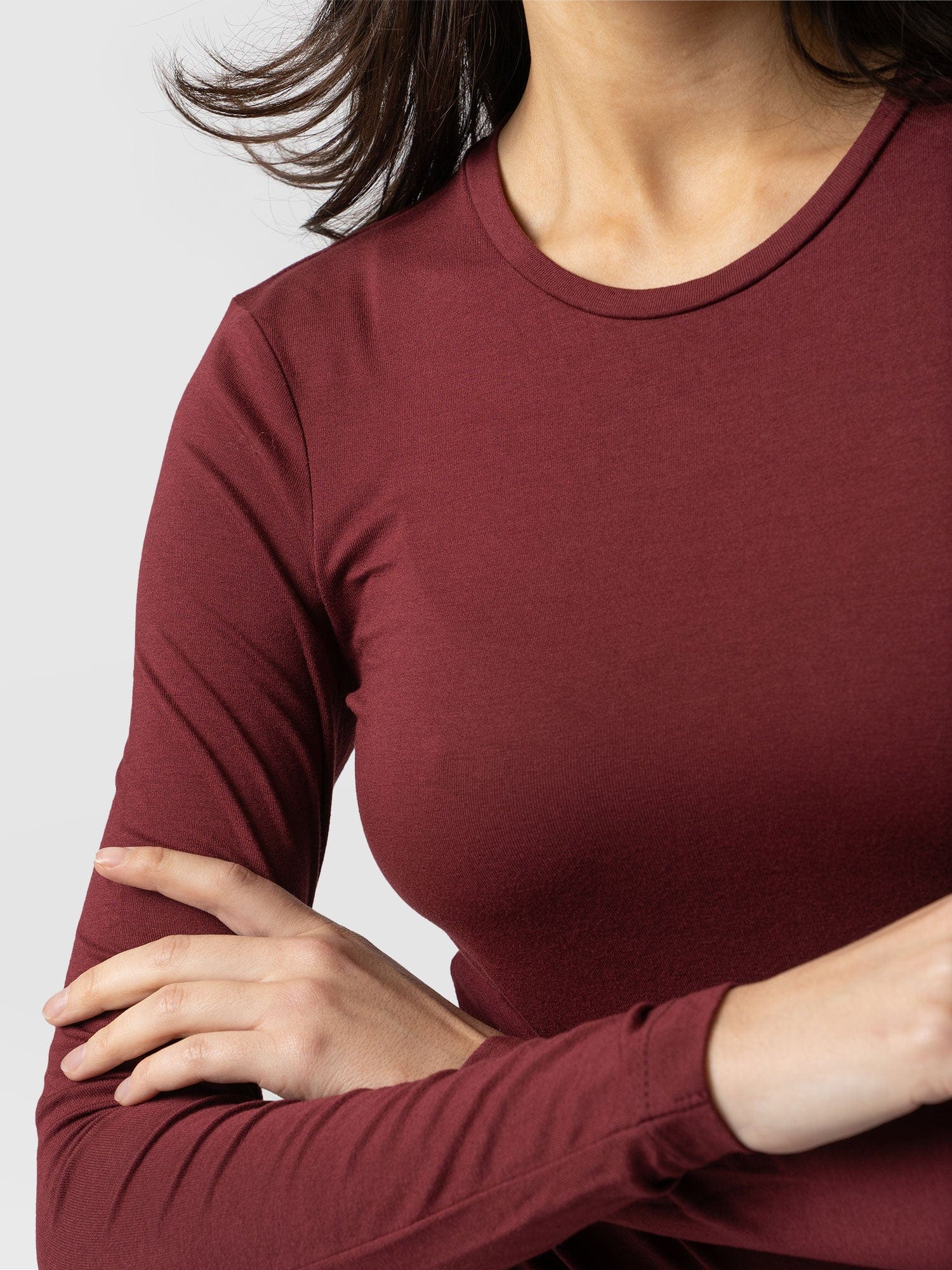 Austen Crew Neck Tee Burgundy - Women's T-Shirts | Saint + Sofia® UK