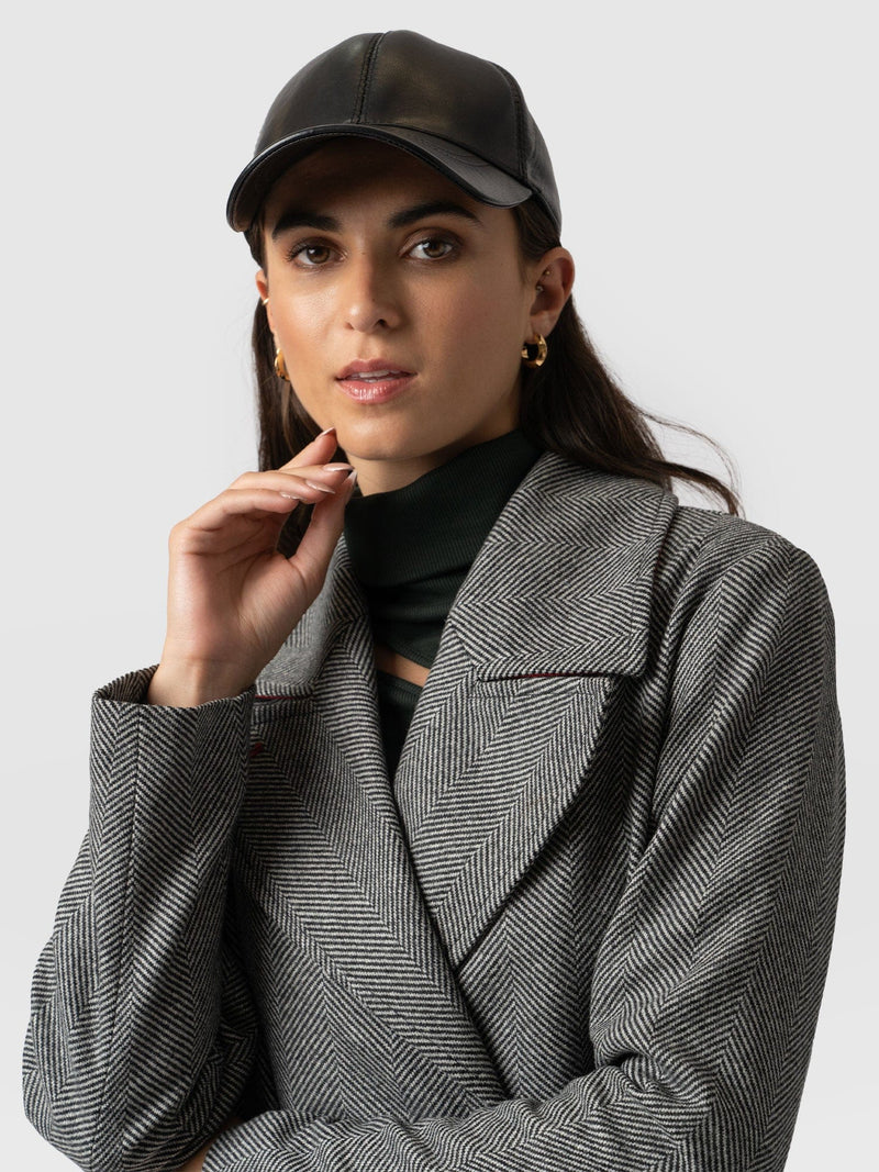 Avalon Leather Baseball Cap Black - Women's Hats | Saint + Sofia® UK