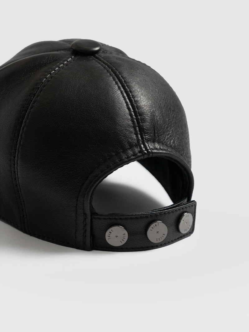Avalon Leather Baseball Cap Black - Women's Hats | Saint + Sofia® UK