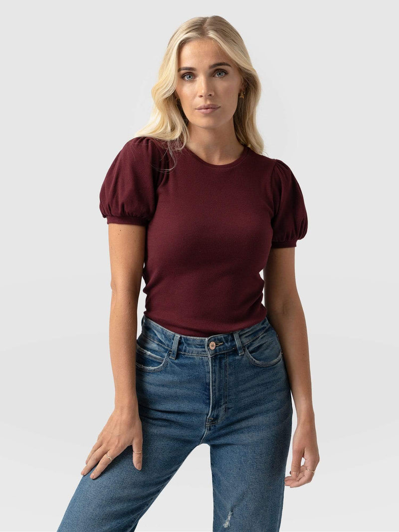 Cavendish Tee Puff Sleeve Pink - Women's T-Shirts | Saint + Sofia® UK