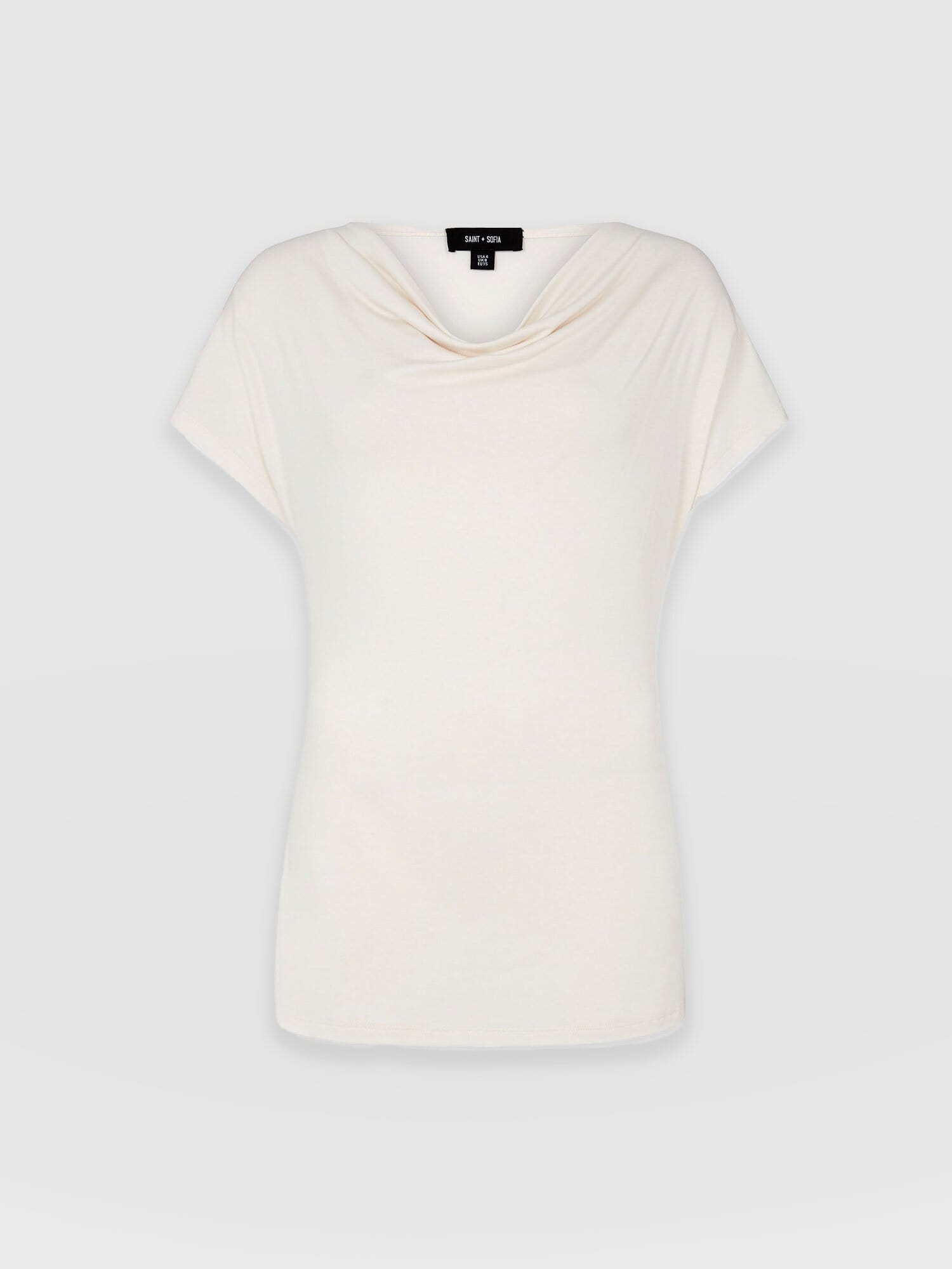 Cowl Neck Tee Cream - Women's T-Shirts | Saint and Sofia® UK