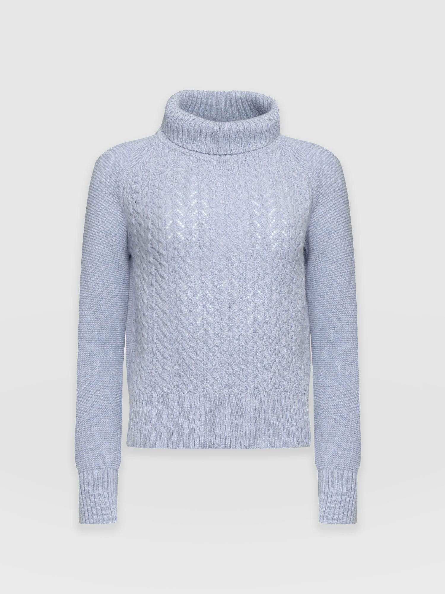 Glen Cable Knit Jumper Blue - Women's Jumpers | Saint and Sofia® UK